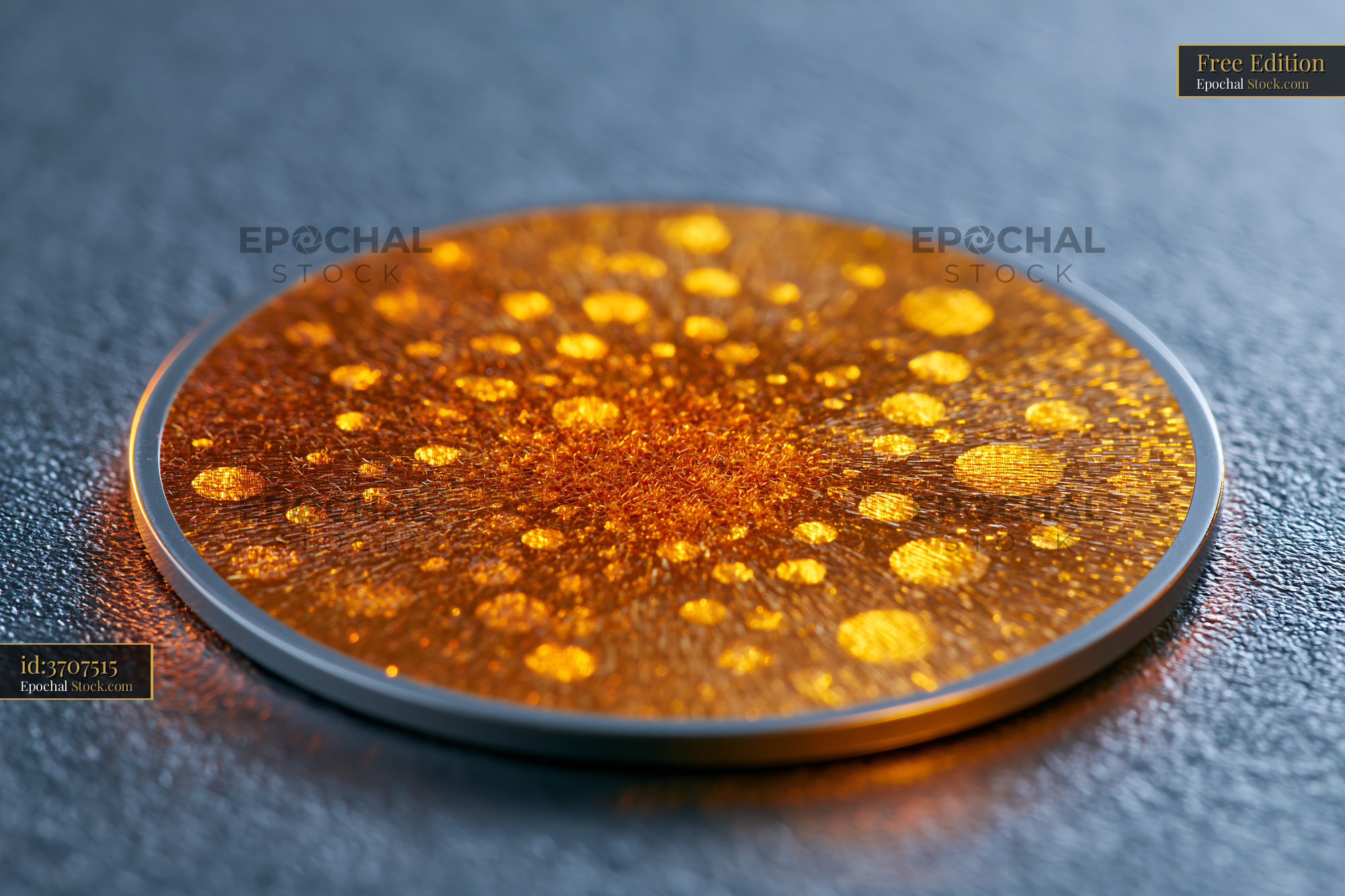 Golden scientific sample for x-ray absorption molecular dna research - stock photo