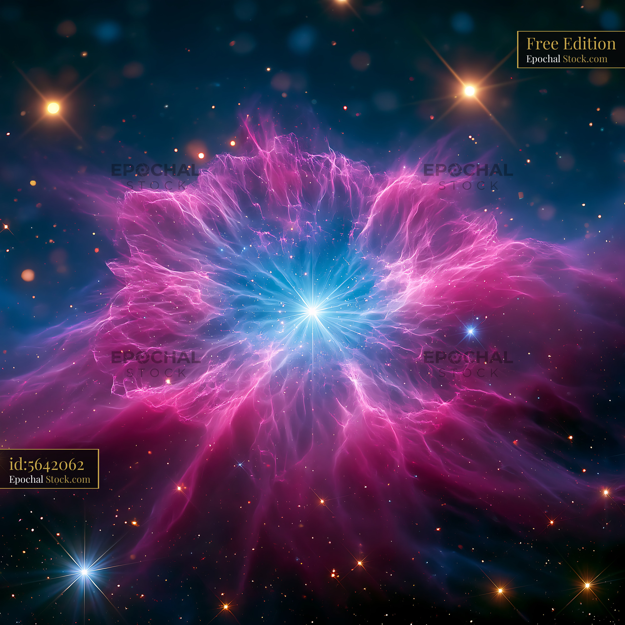 Glowing pink nebula resembling a celestial flower in the carina superb - stock photo