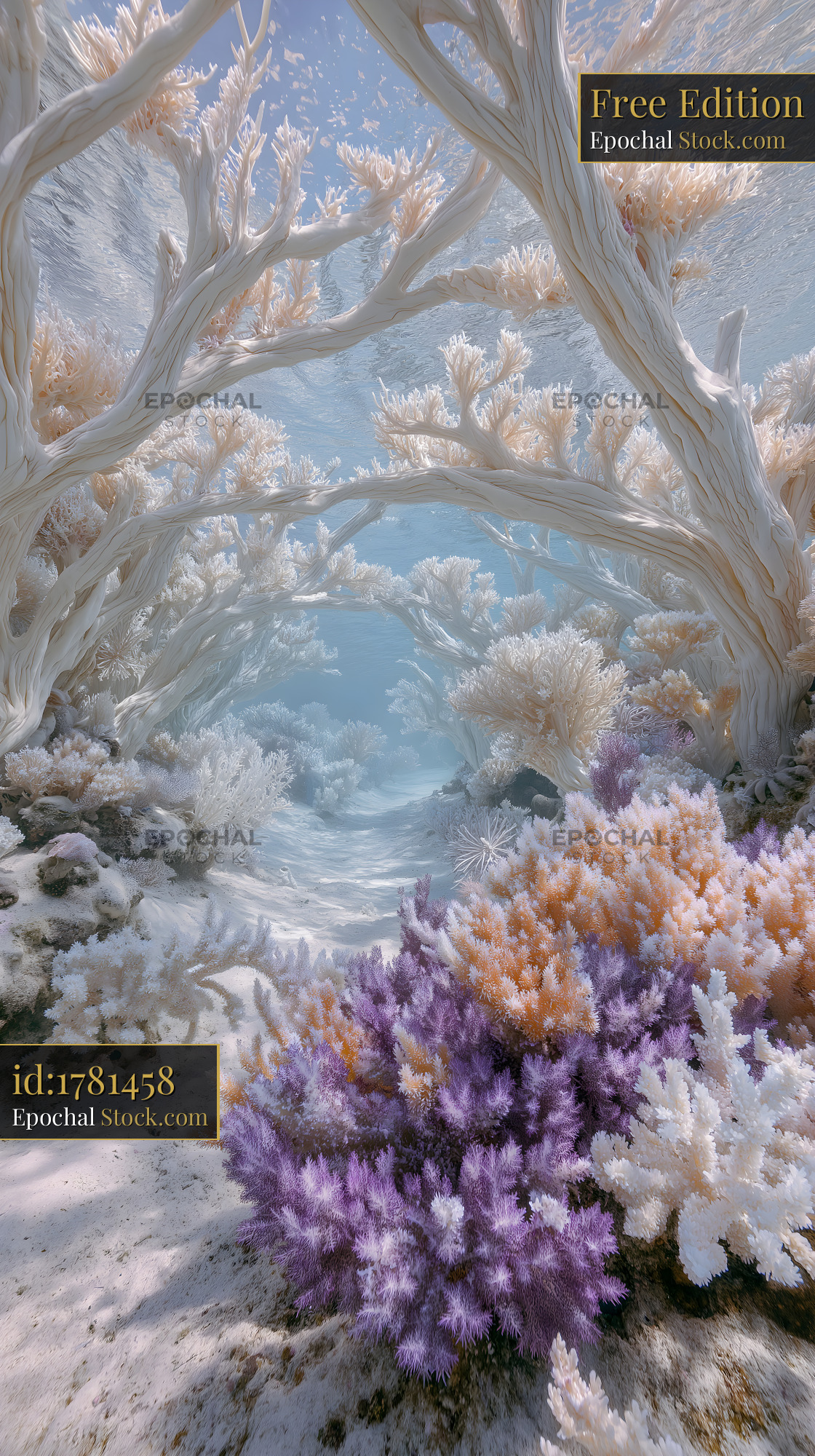 Coral reef scene under water with colorful coral formations Free Premium Stock Photo