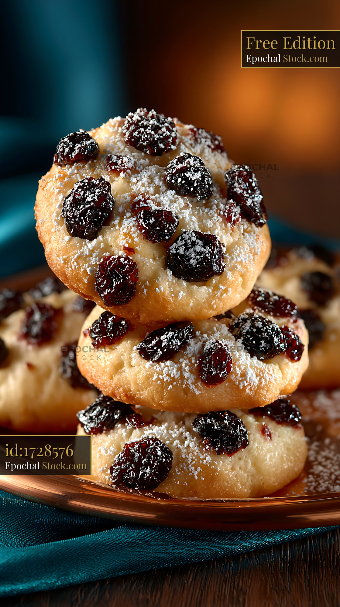 Shirini kishmishi biscuits stacked with raisins and sugar - stock photo