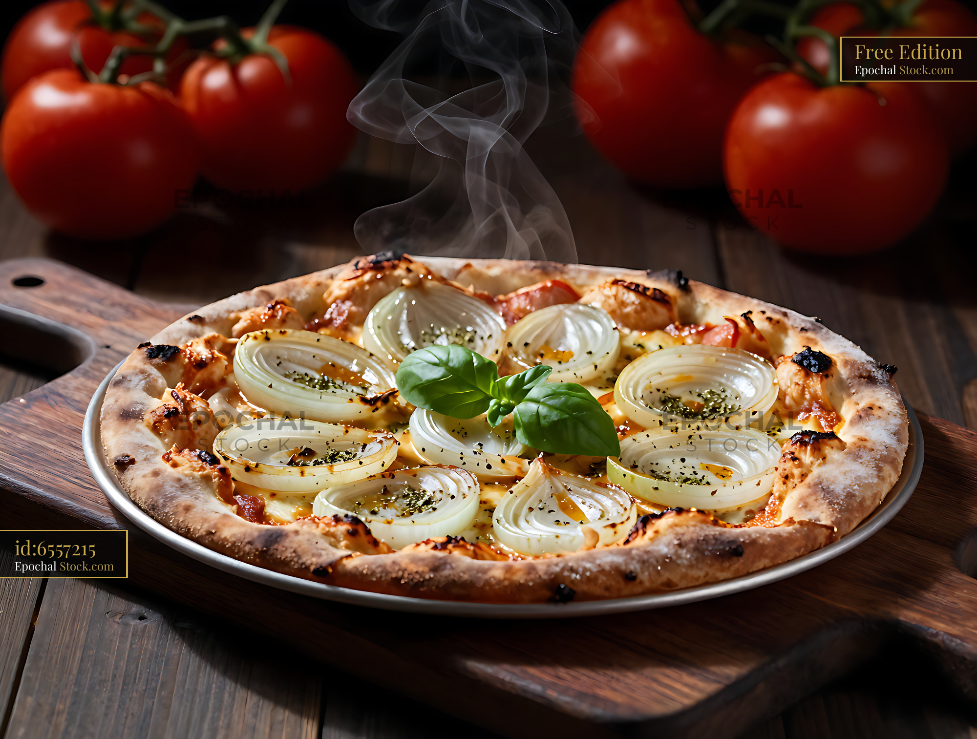 Pizza pugliese cipolla bianca topped with steaming white onions - stock photo