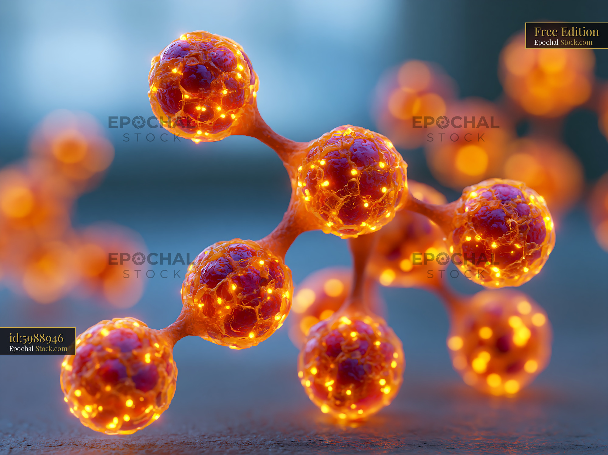 Glowing molecular chain for size exclusion chromatography light scatte - stock photo
