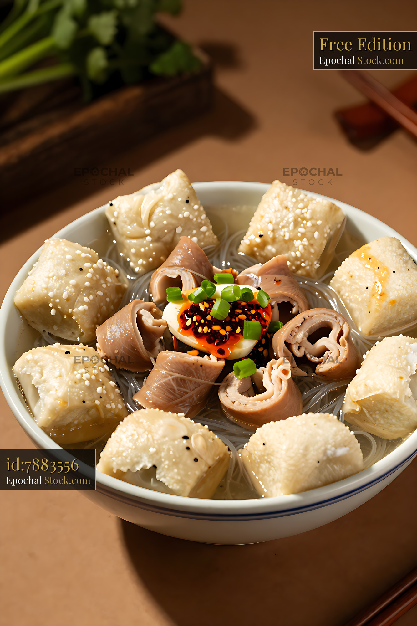 Traditional Hulu Tou Pao Mo pork intestine soup with pita bread - stock photo