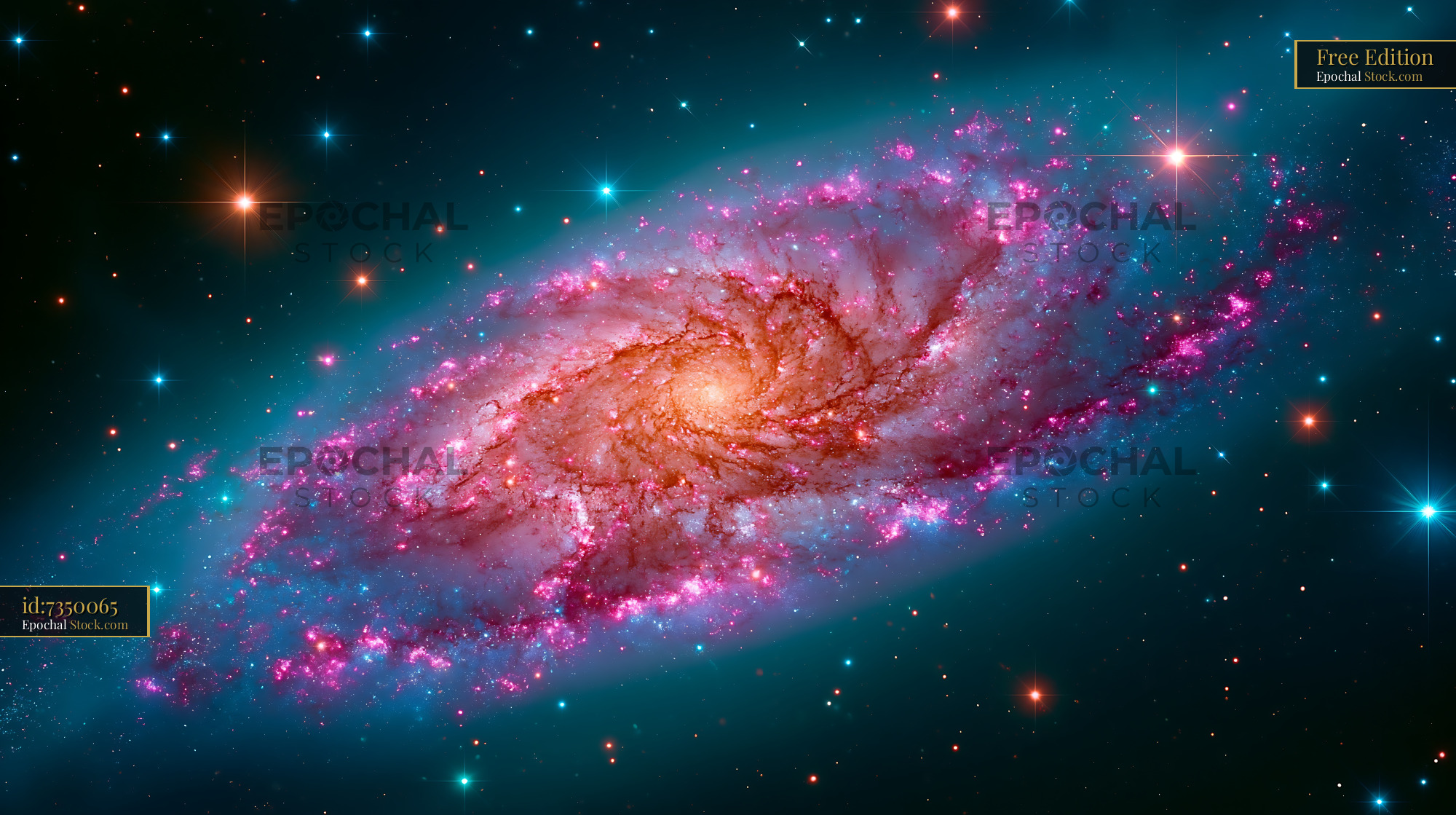 Vibrant spiral galaxy M33 Triangulum glowing in deep space - stock photo