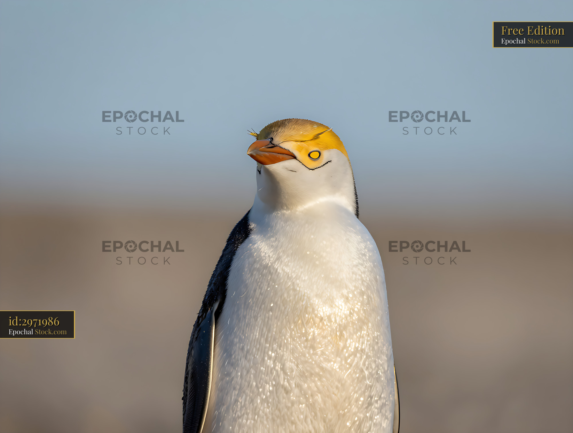 Yellow-eyed penguin basking in the warm golden hour light - stock photo