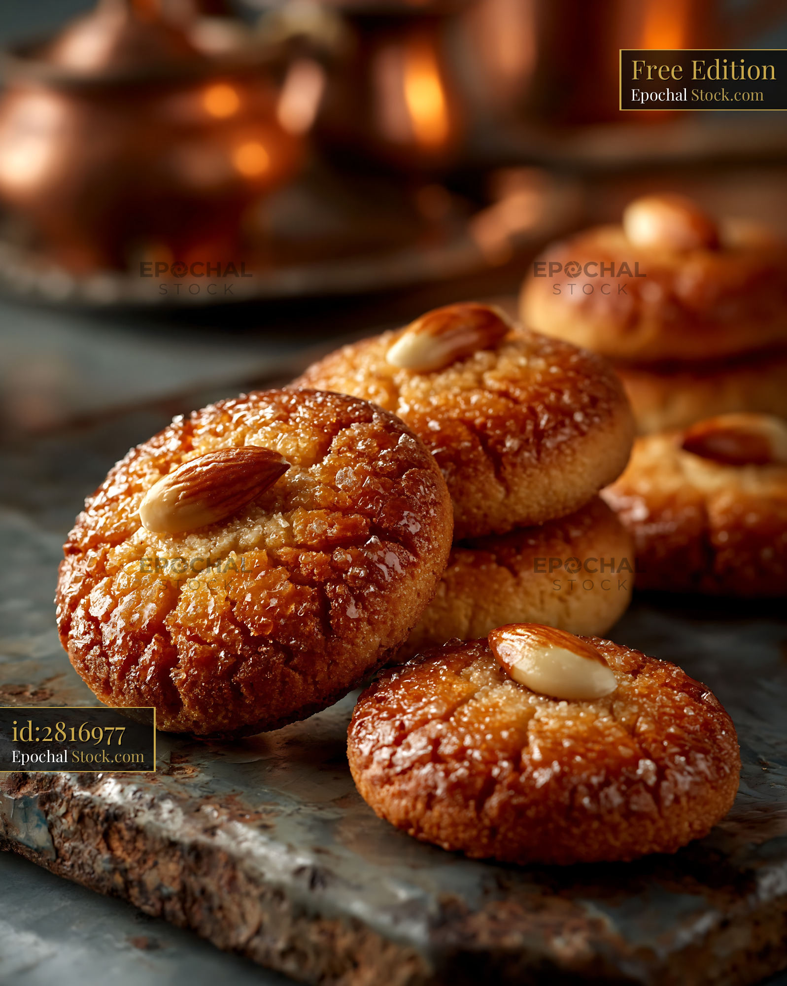 Traditional acibadem kurabiyesi biscuits topped with almonds - stock photo