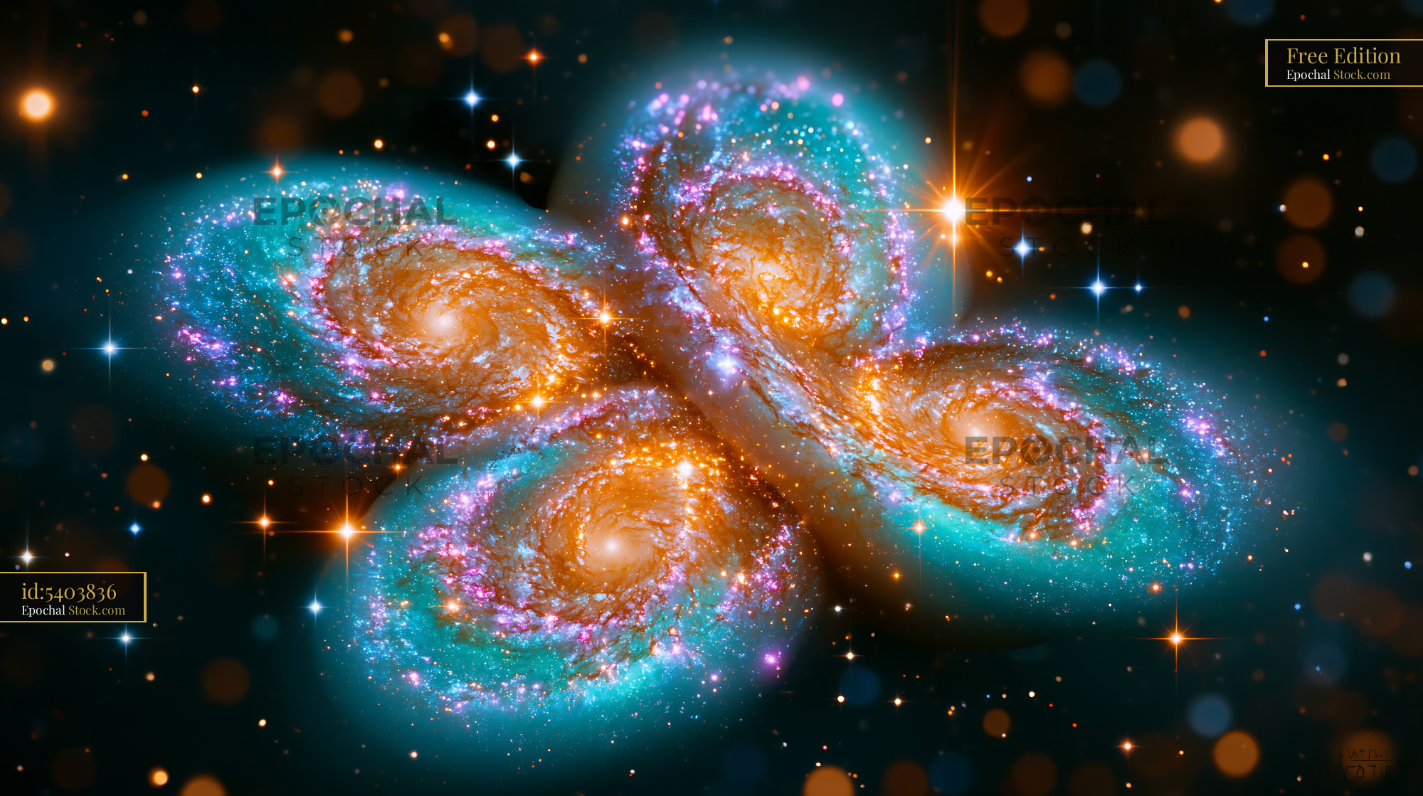 Hoag's Object and multiple spiral galaxies forming a cosmic butterfly