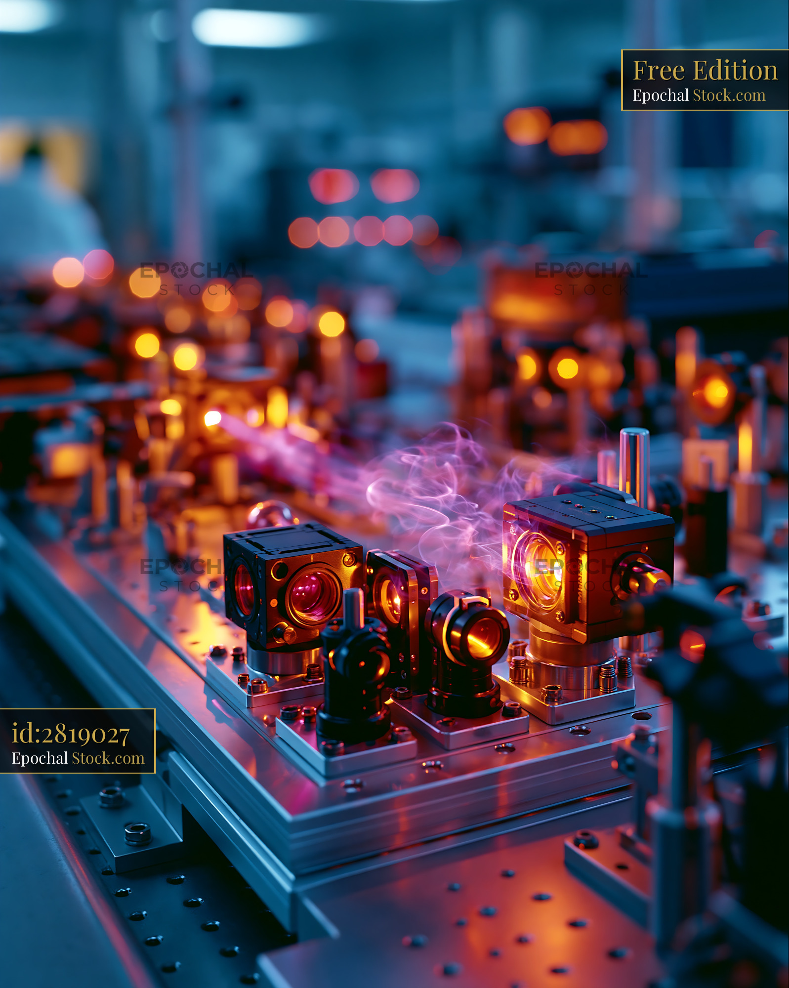 Optical laser laboratory setup for sum frequency generation spectrosco - stock photo