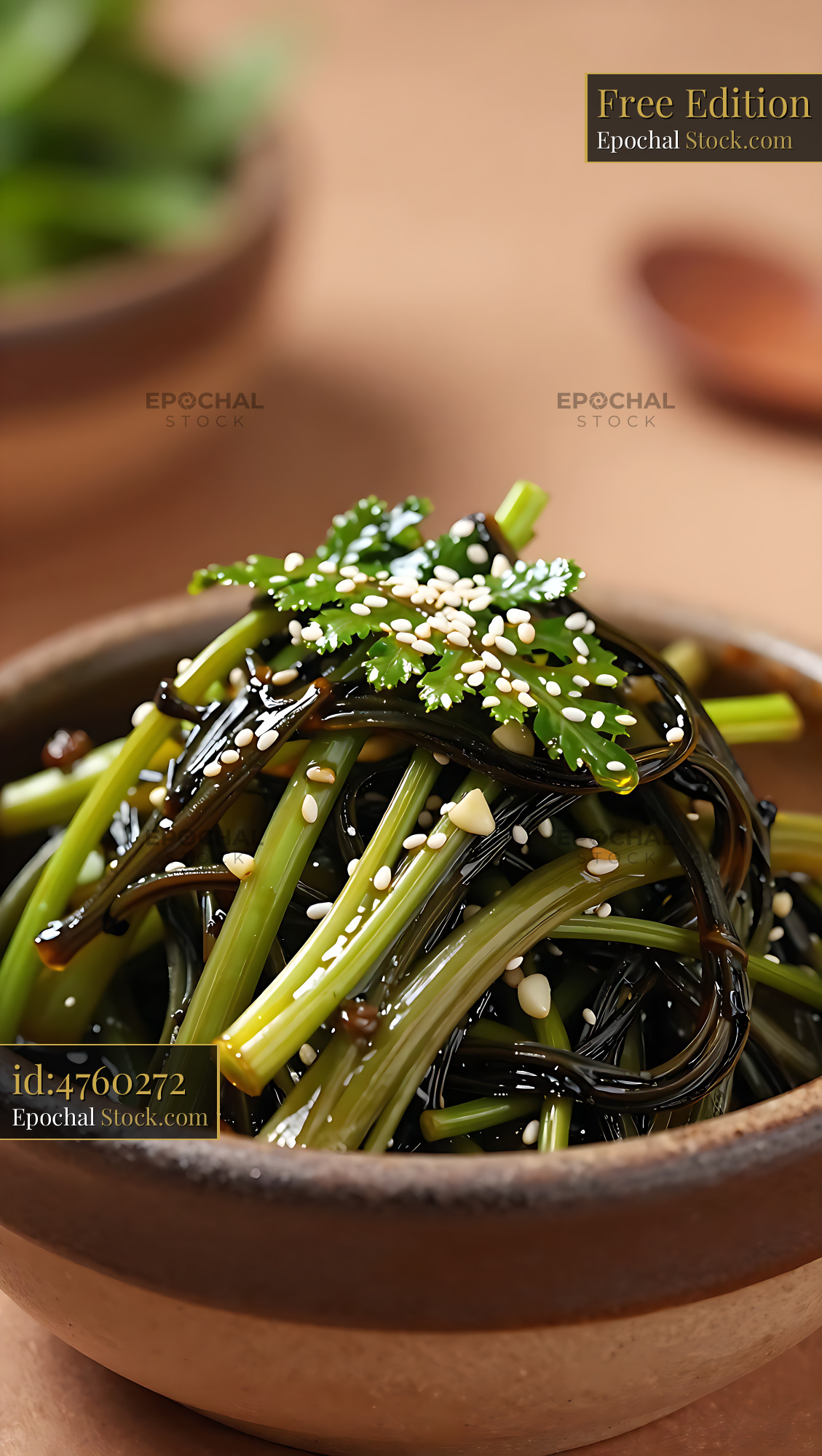 Korean gosari namul seasoned fernbrake salad with sesame seeds - stock photo