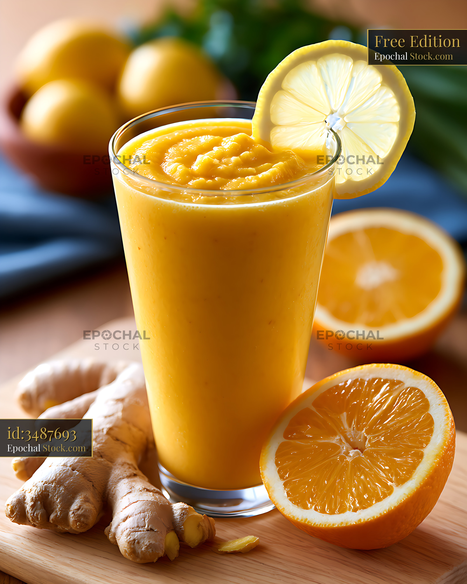 Fresh immune boost smoothie with orange and ginger in a tall glass - stock photo