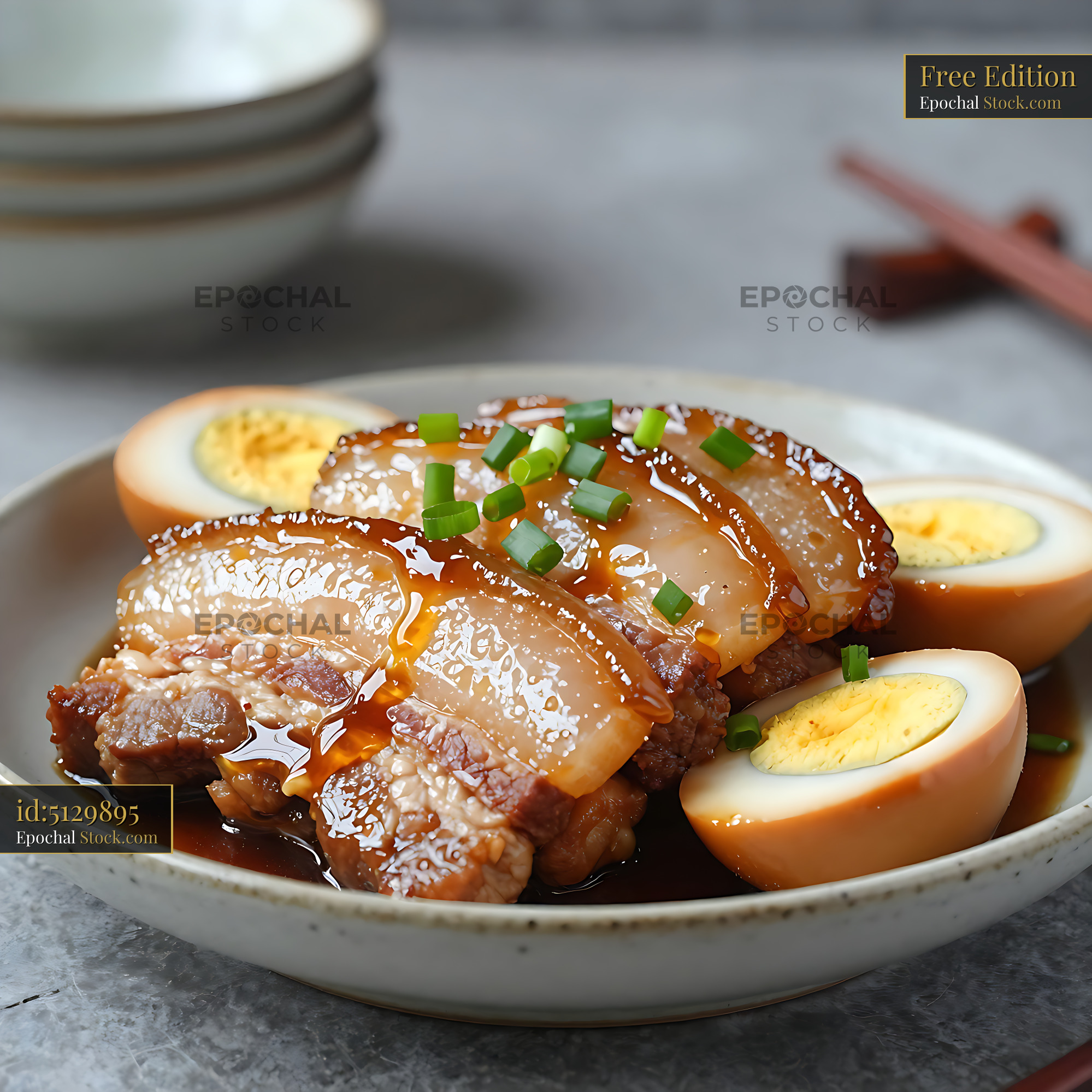 Traditional Vietnamese Thit Kho Tau braised pork belly with eggs - stock photo