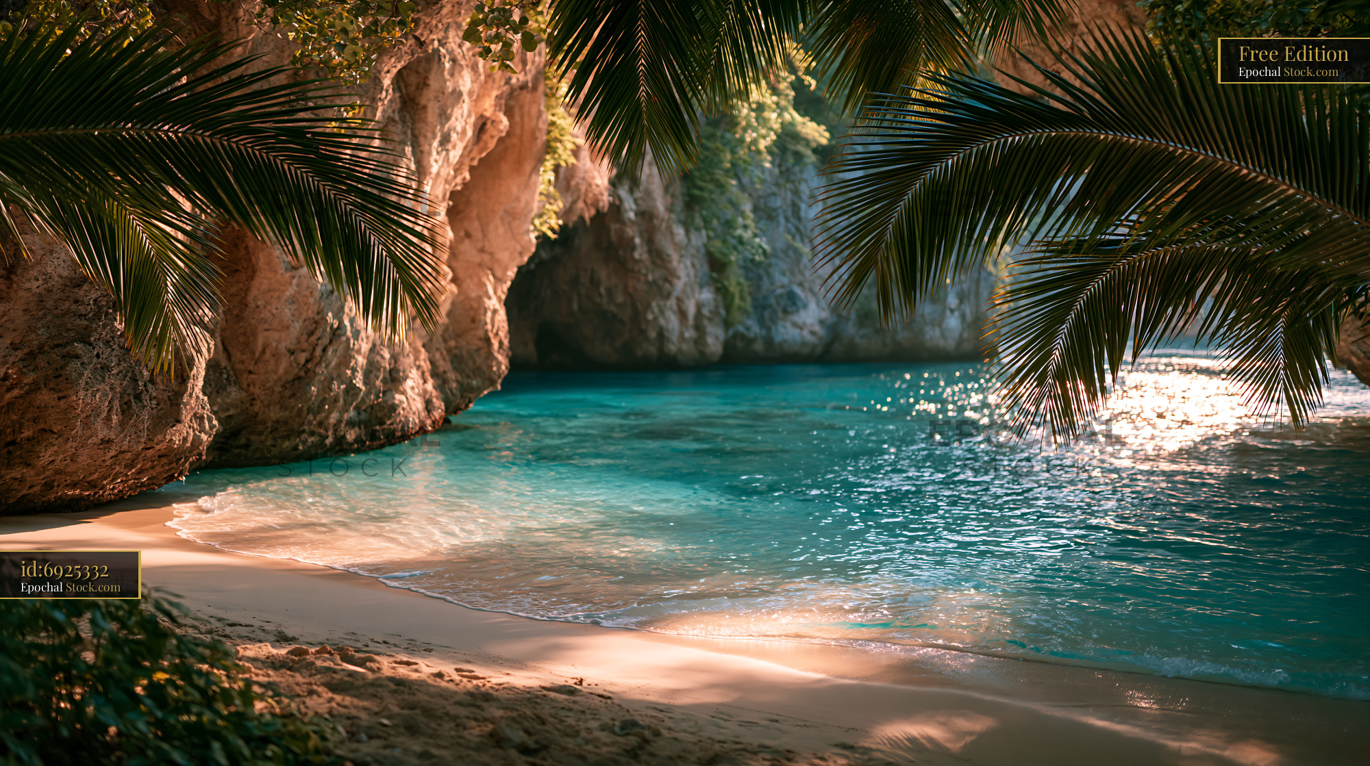 Tropical beach in a remote white silica sand jungle inlet - stock photo