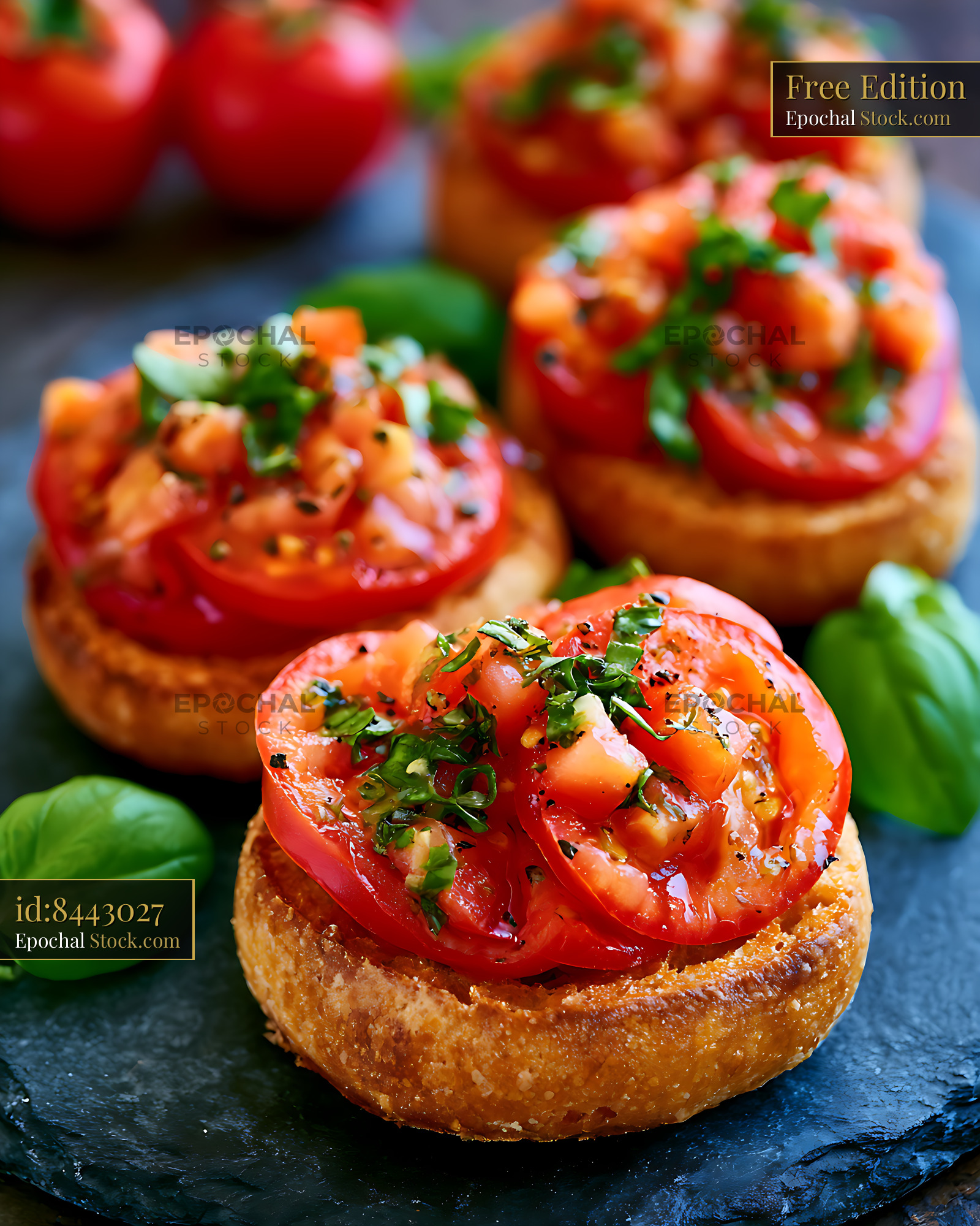 Classic friselle pugliesi twice baked bread with fresh tomatoes - stock photo