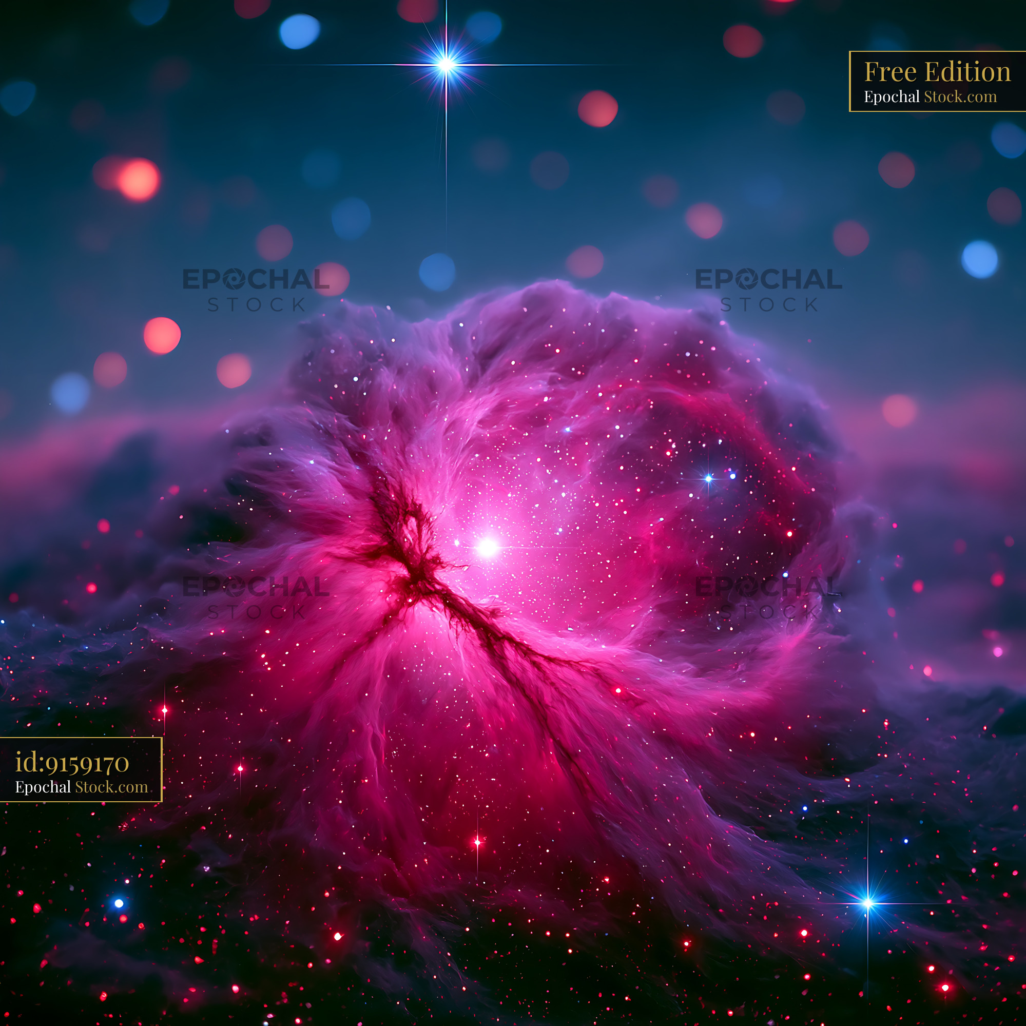 Vibrant IC 5146 Cocoon Nebula glowing in deep space - stock photo