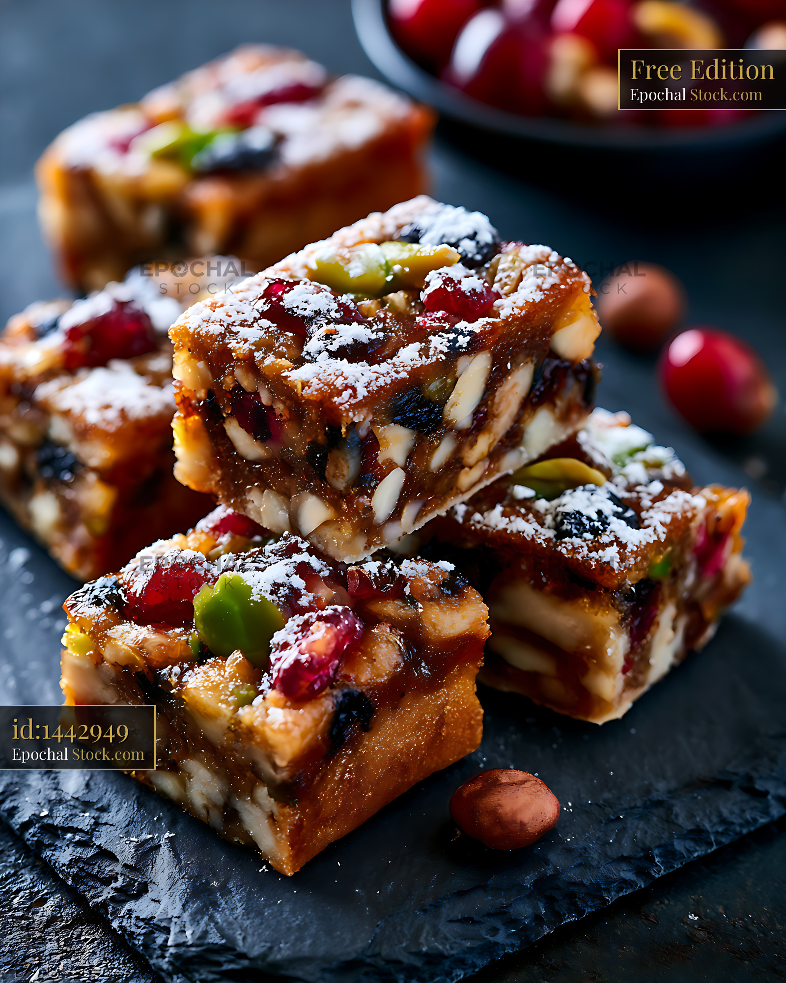 Traditional panforte siena dense cake with nuts and candied fruits - stock photo