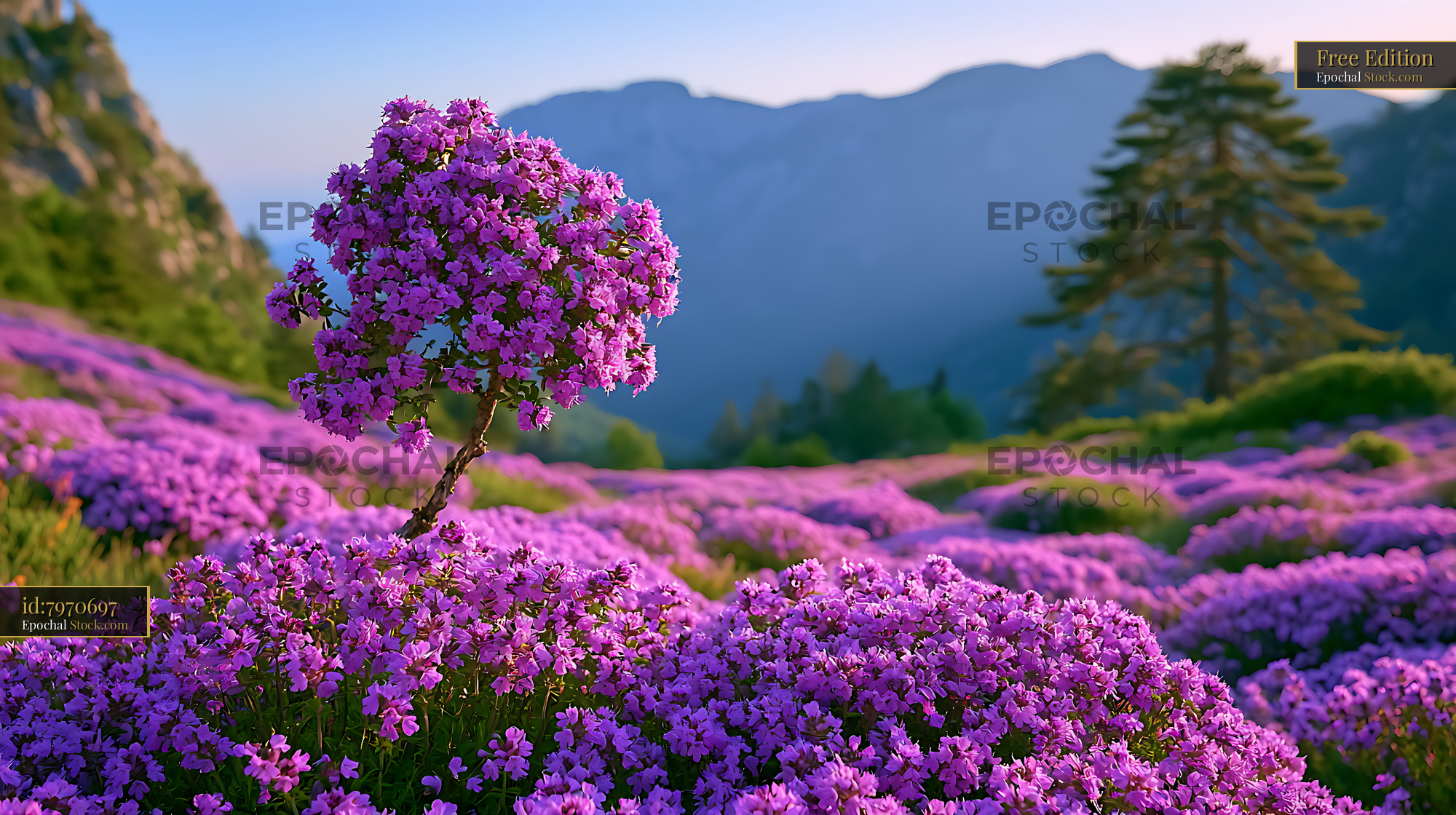 Wild thyme and lavender flowers blooming in the Alpes Maritimes - stock photo