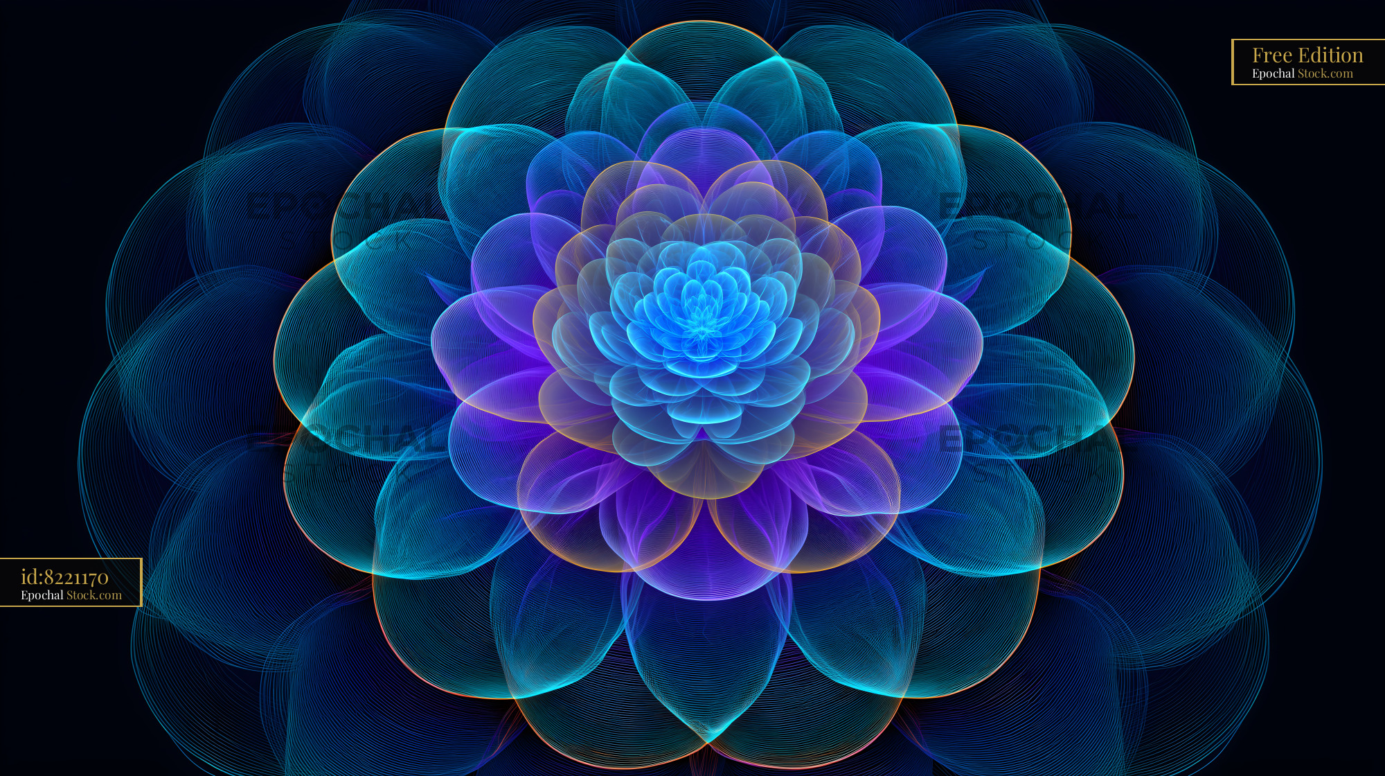 Colorful flower pattern with blue and purple shapes Free Premium Stock Image