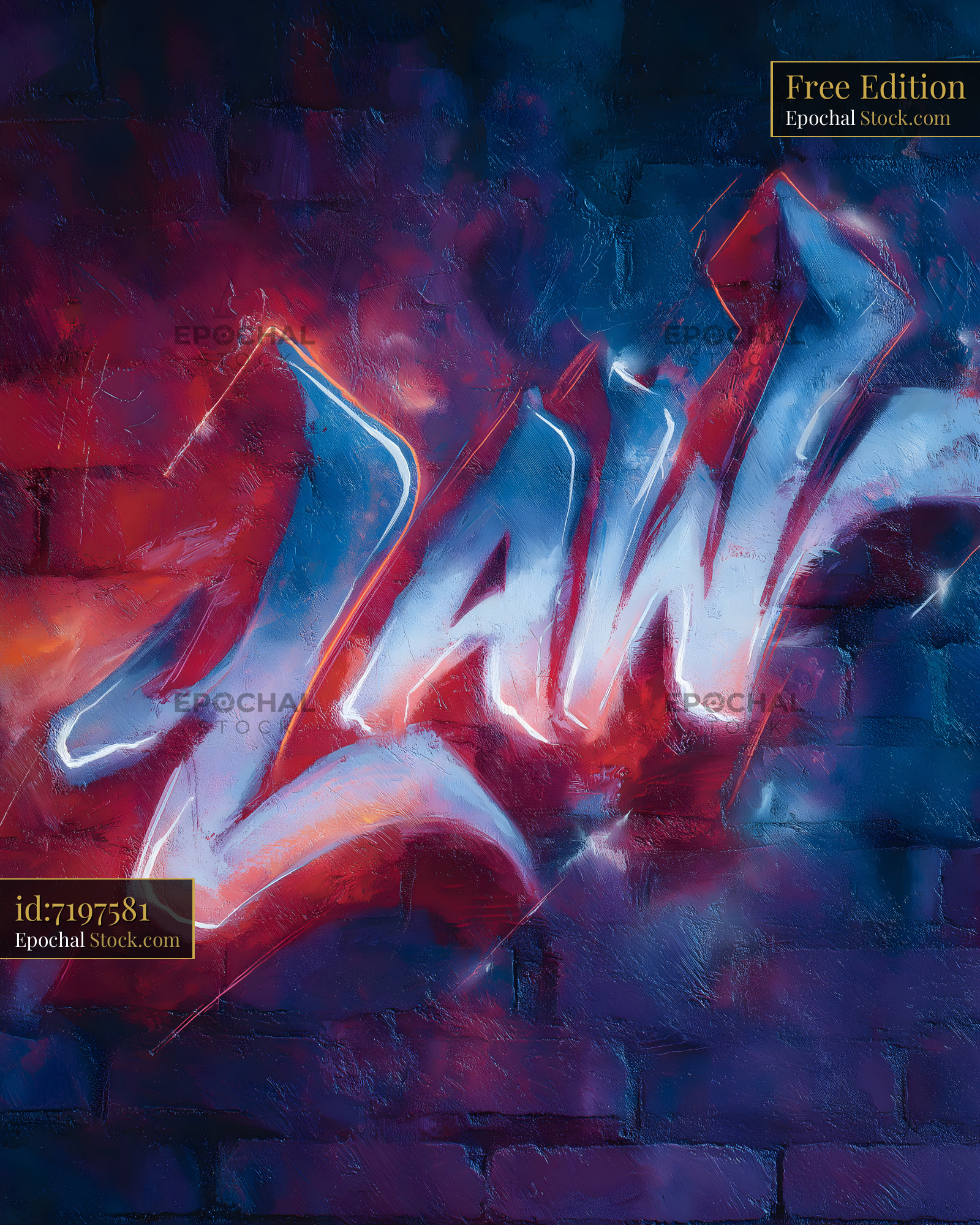 Colorful graffiti art of the word law on a brick wall Free Premium Stock Image