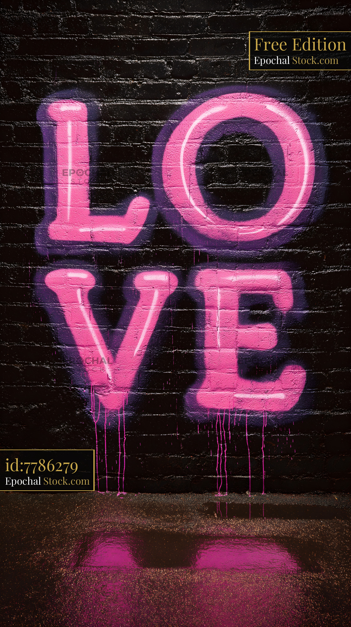 Colorful graffiti with the word love on a brick wall Free Premium Stock Photo
