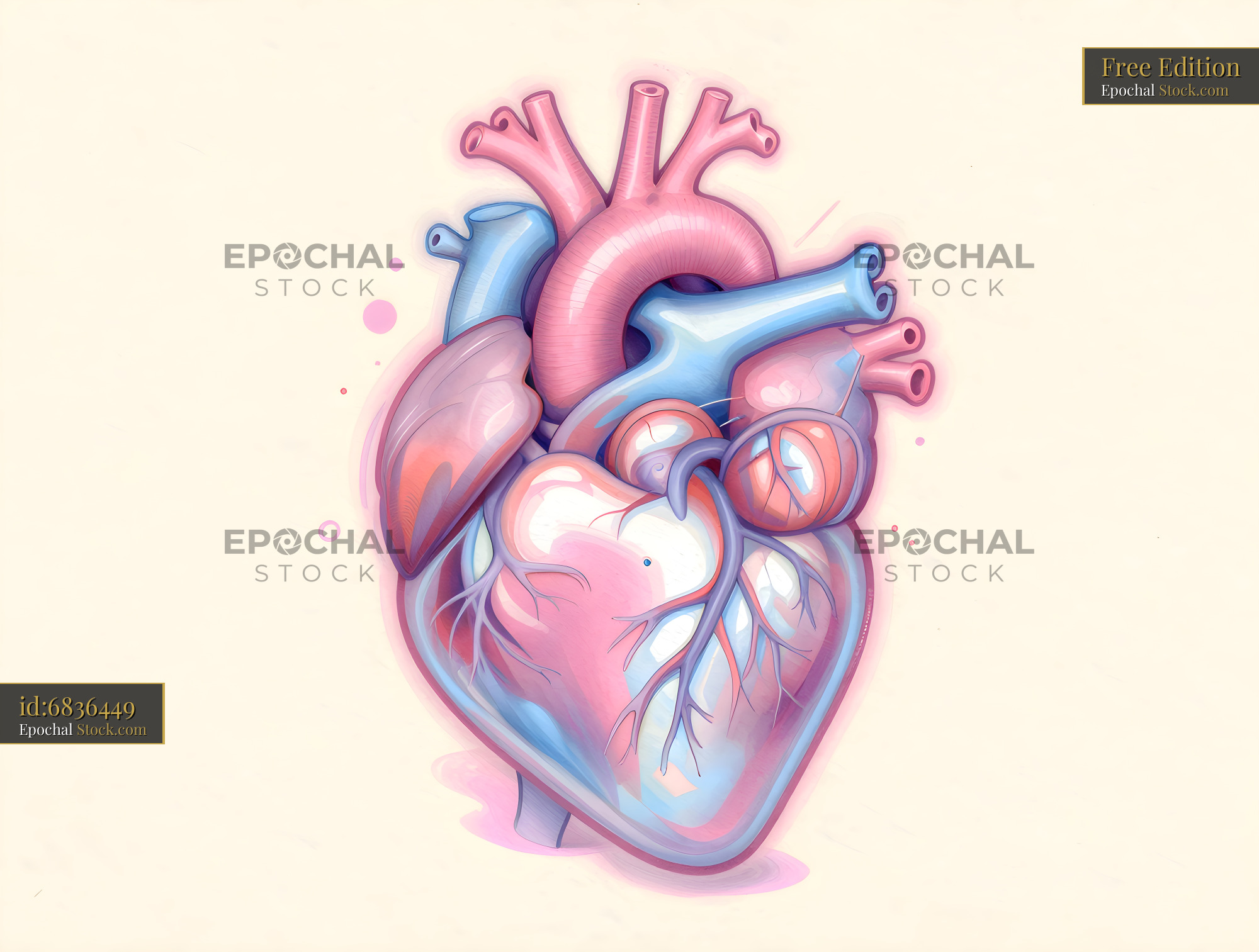 Colorful heart illustration with veins and arteries Free Premium Stock Photo