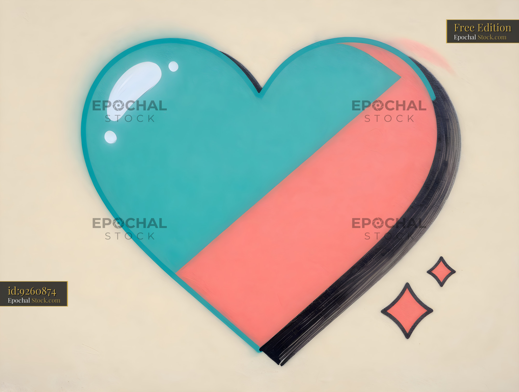 Colorful heart design with simple shapes and sparkles Free Premium Stock Photo