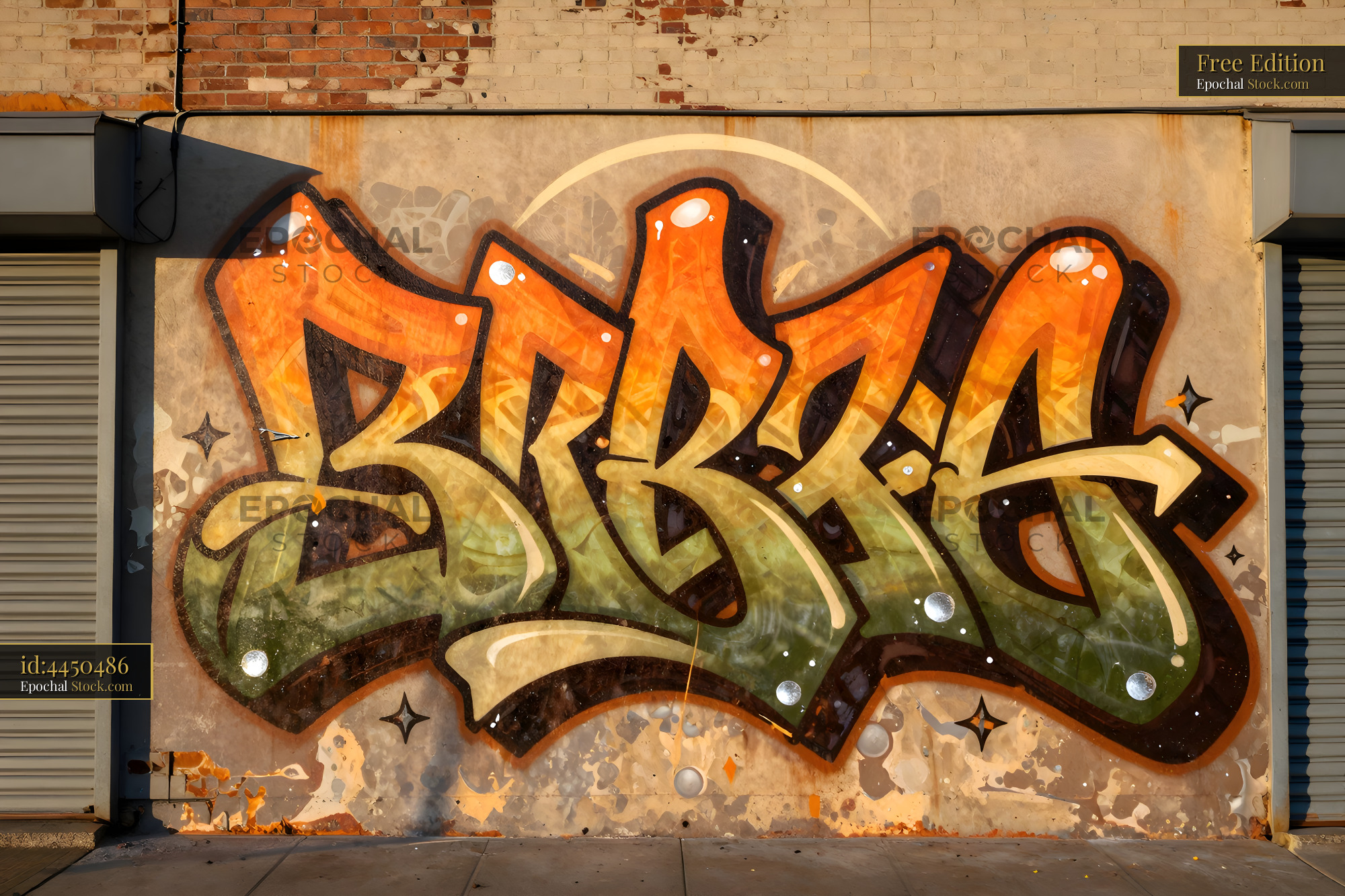 Colorful graffiti on a wall in an urban area near sunset Free Premium Stock Photo