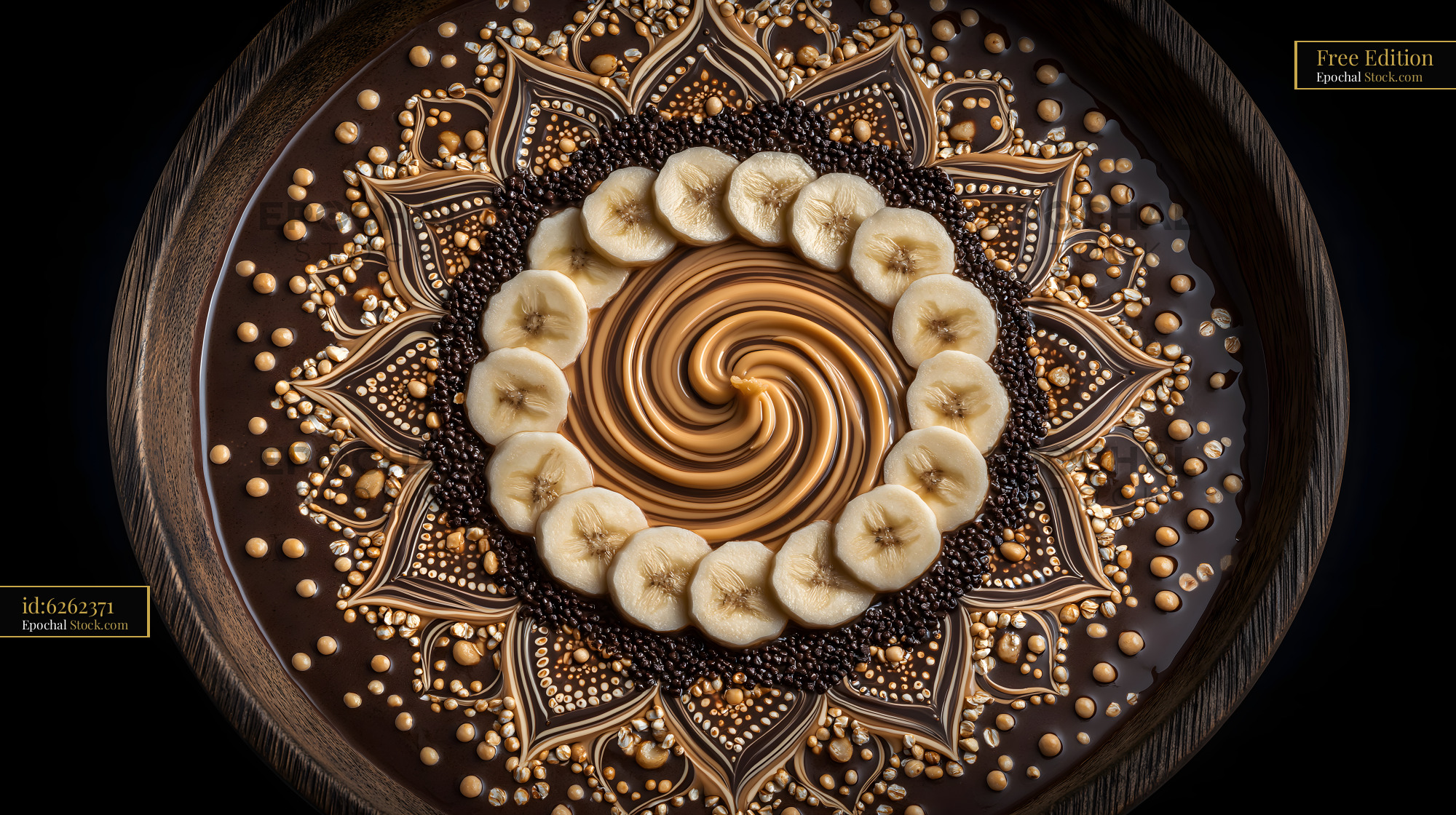 Delicious dessert art with banana and chocolate in a round design Free Premium Stock Image - stock photo