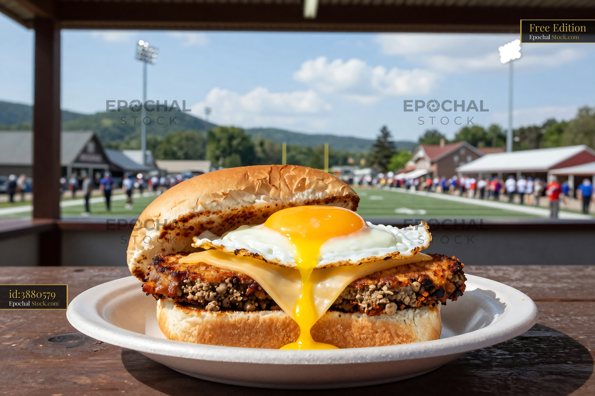 Livermush Sandwich with Fried Egg and Cheese - stock photo