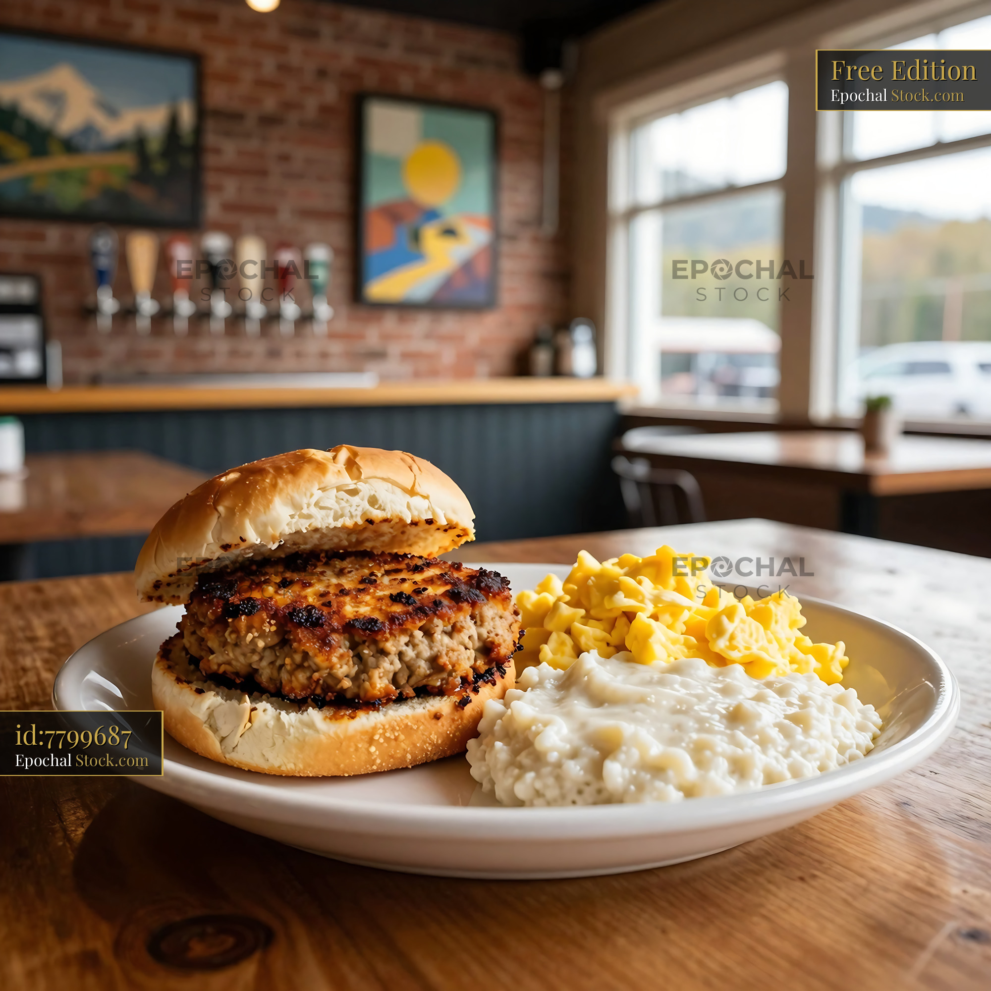 Grilled Livermush Sandwich and Sides Lunch - stock photo