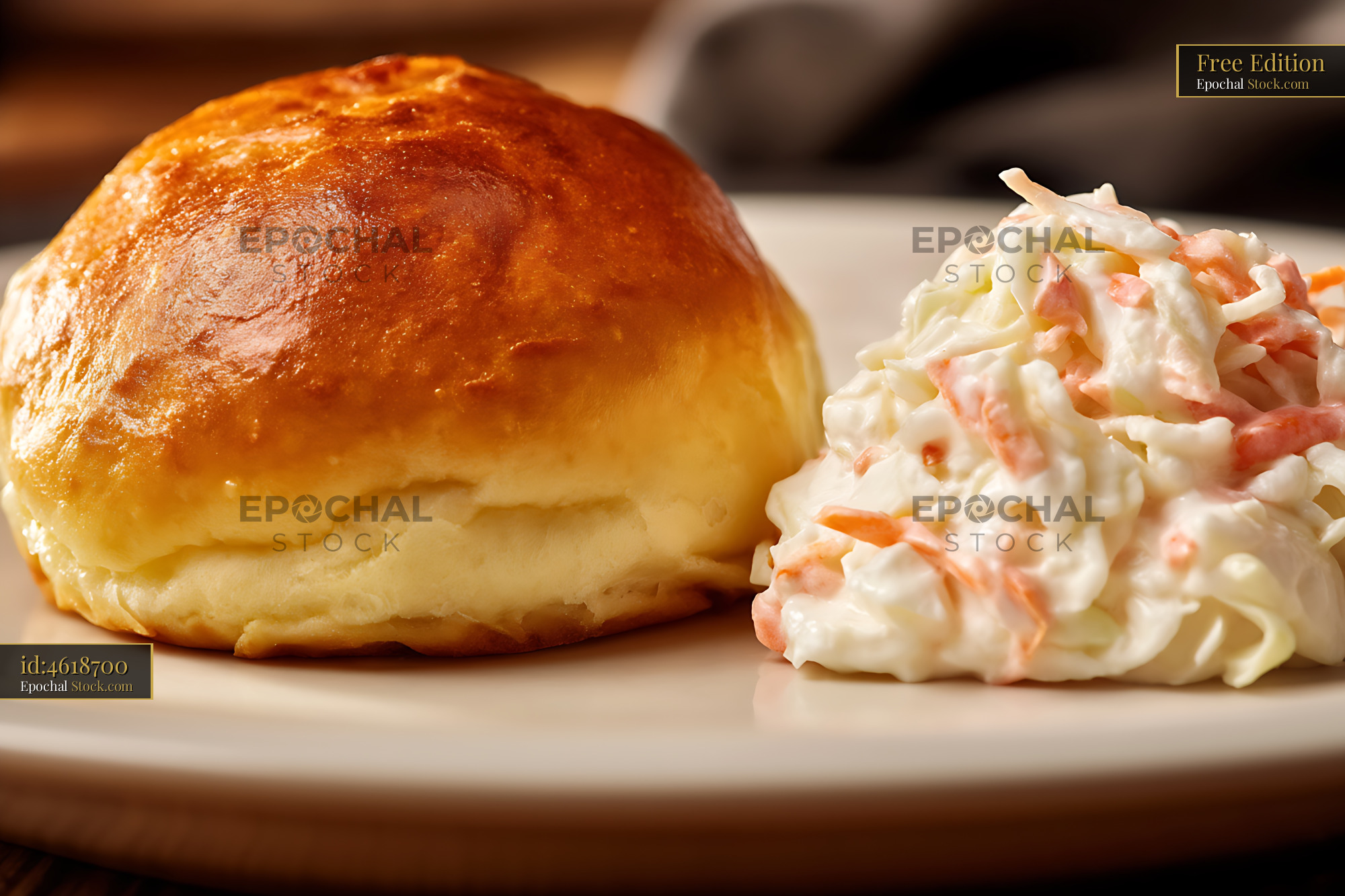 Bierocks with Creamy Coleslaw: Traditional Golden Hand-Held Bread Pastry - stock photo