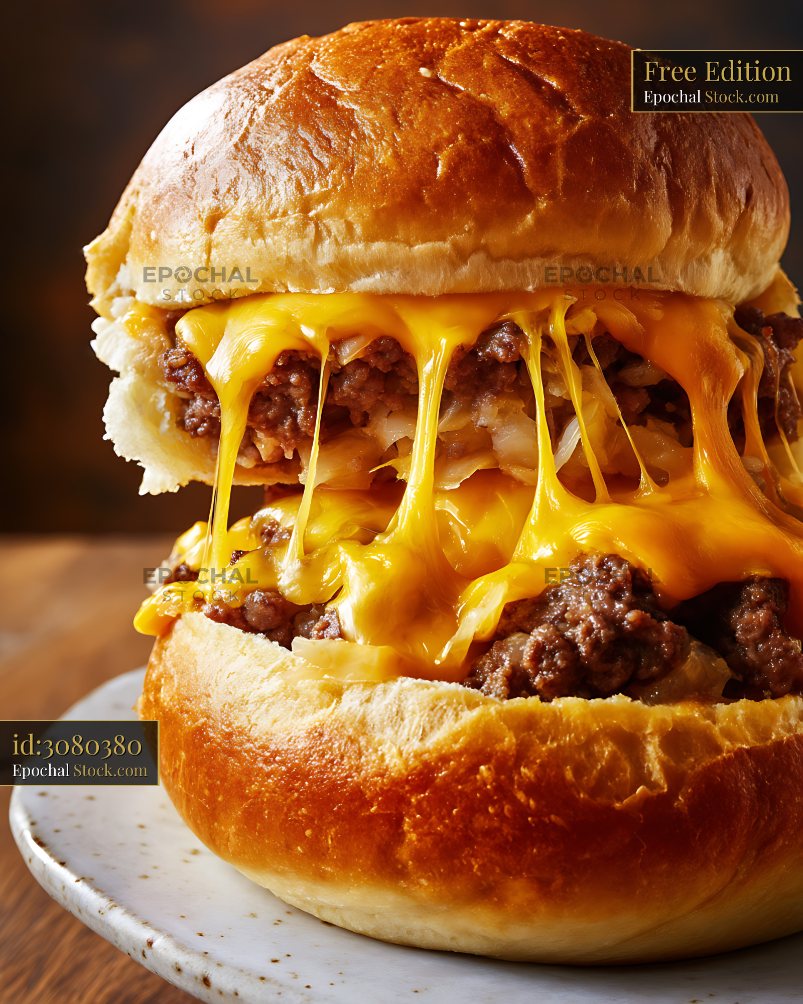 Bierocks Burger with Melted Cheese Drip - stock photo
