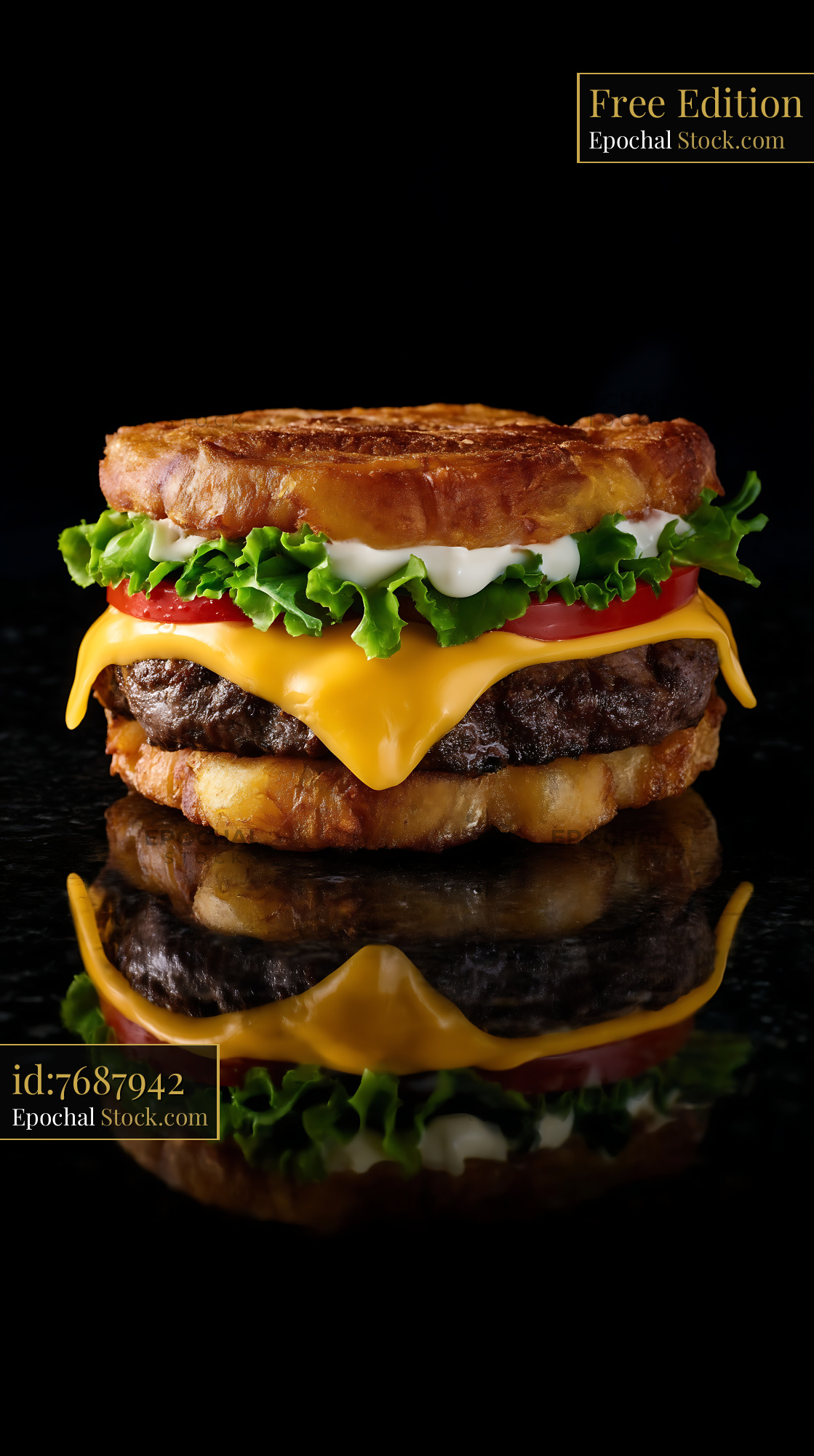 Double Jibarito Burger with Crispy Fried Plantain Bread and Melted Cheese - stock photo