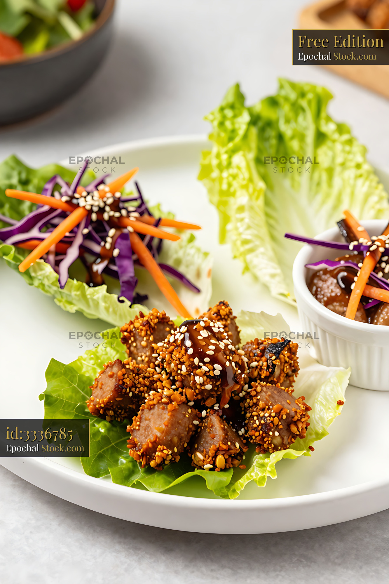 Goetta Lettuce Wraps with Sesame Glaze - stock photo
