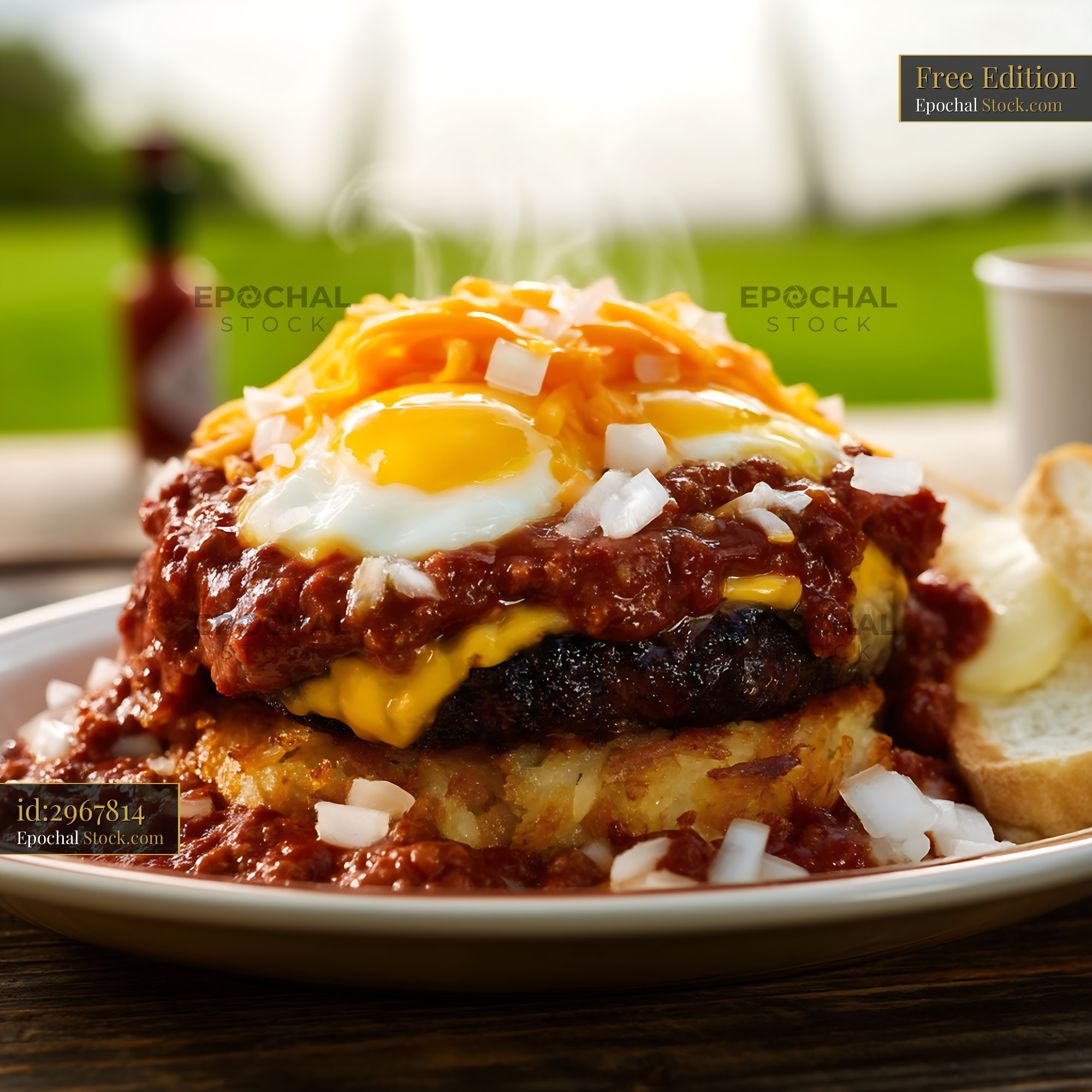 St. Louis Slinger Breakfast Burger Plate - stock photo