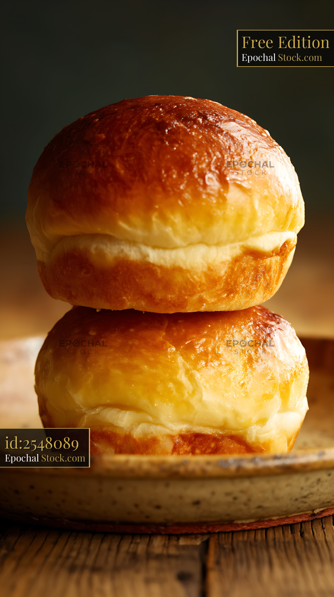 Bierocks Freshly Baked Golden Brown Pastry Rolls with Cream - stock photo