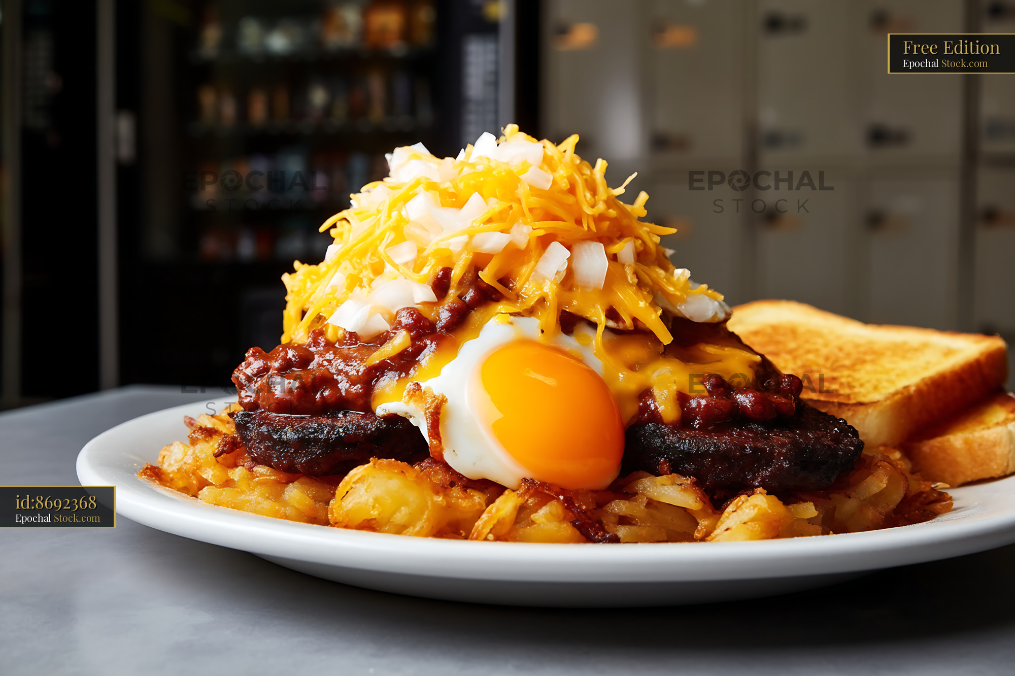 St. Louis Slinger Breakfast Plate with Fried Egg - stock photo