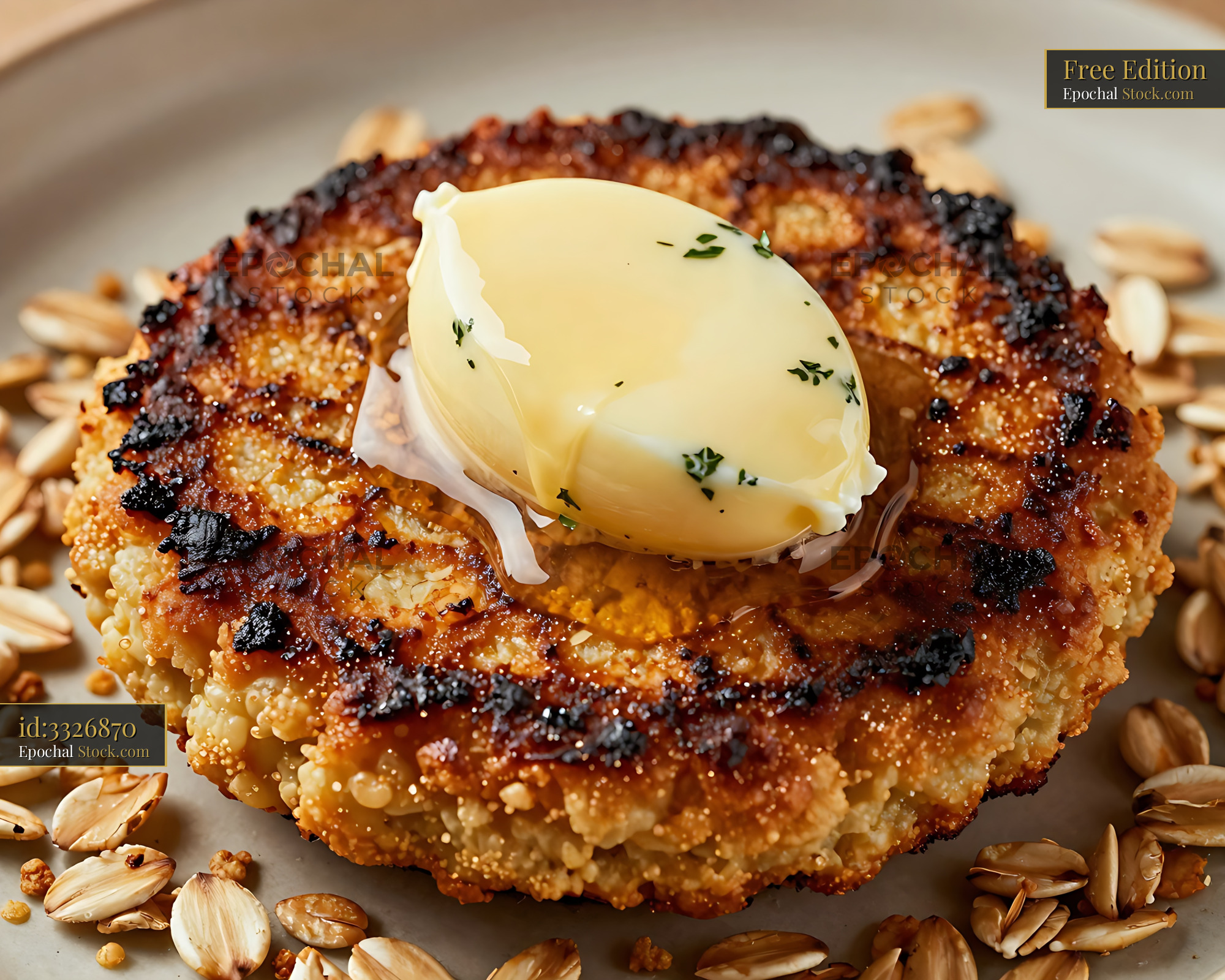 Goetta with Melting Butter and Toasted Almonds - stock photo