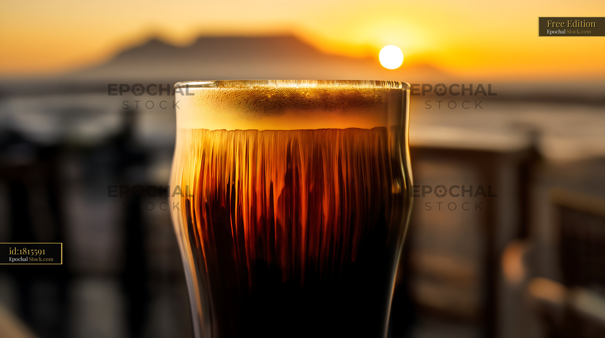 Nitro Caramel Coffee at Golden Hour Sunset - stock photo