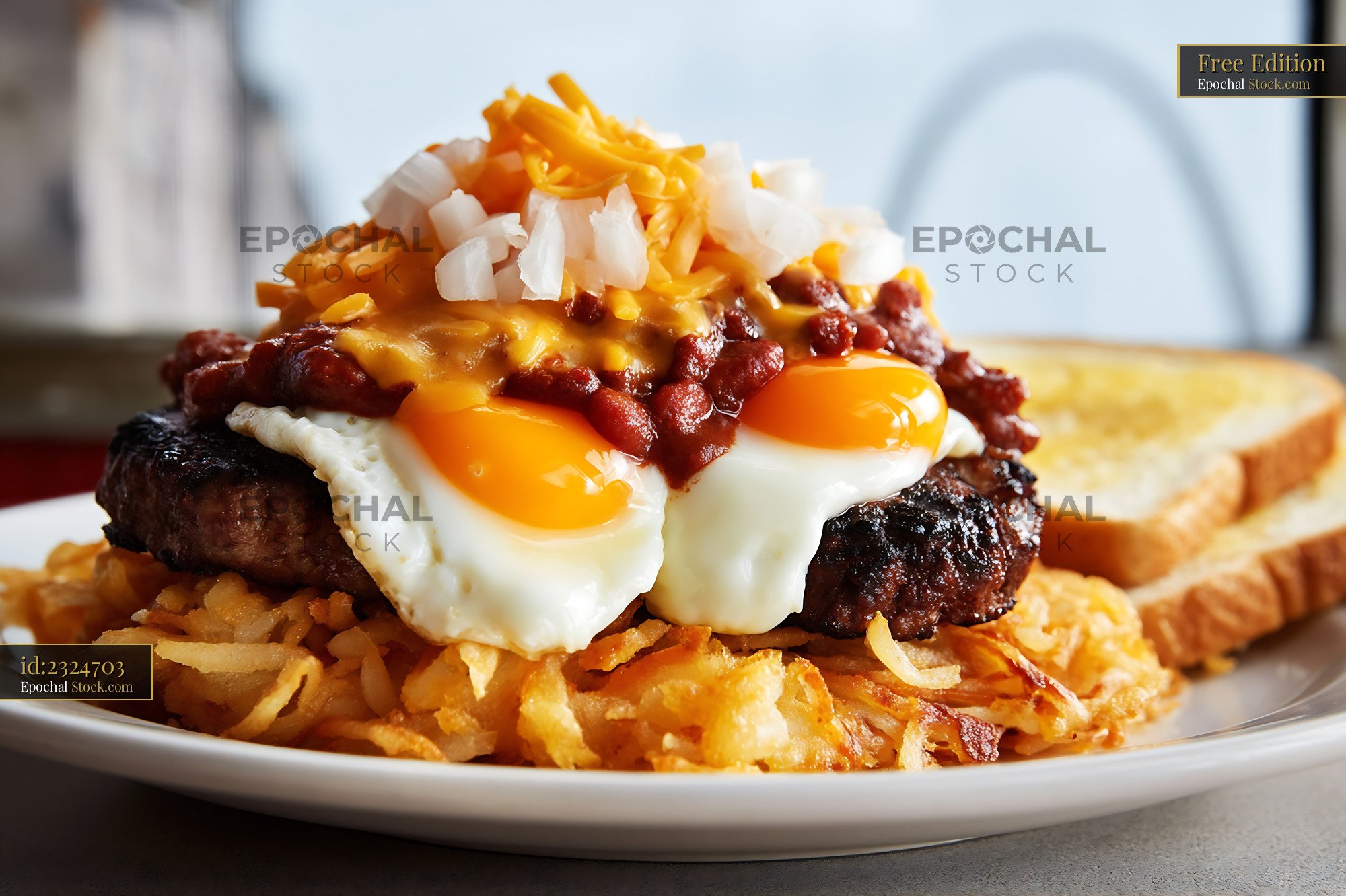 St. Louis Slinger with Crispy Hash Browns - stock photo