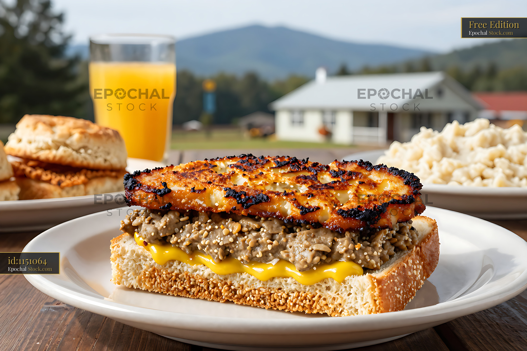 Livermush Sandwich with Crispy Topping on Seeded Bread - stock photo