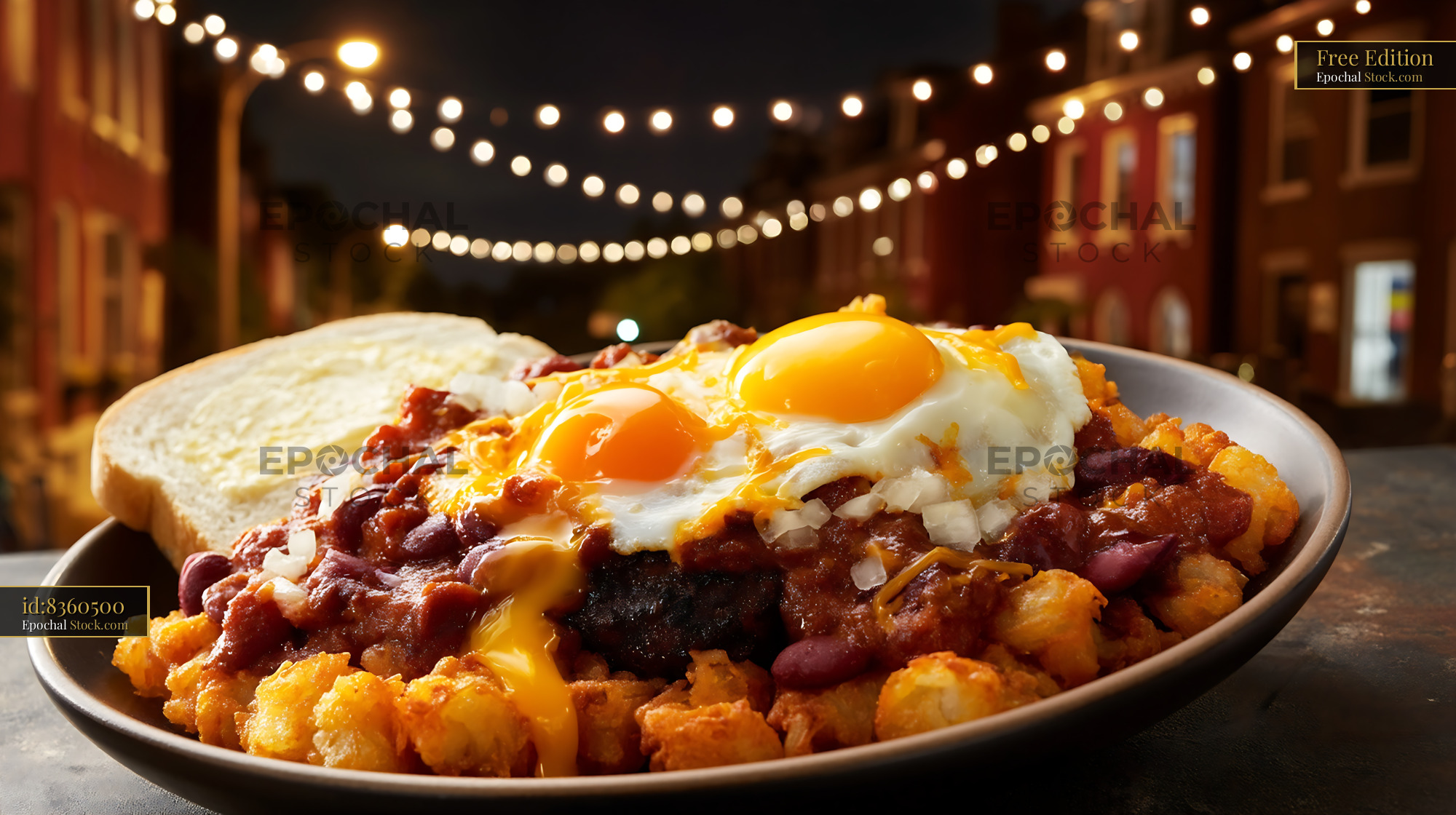 St. Louis Slinger with Hash Browns & Fried Eggs - stock photo