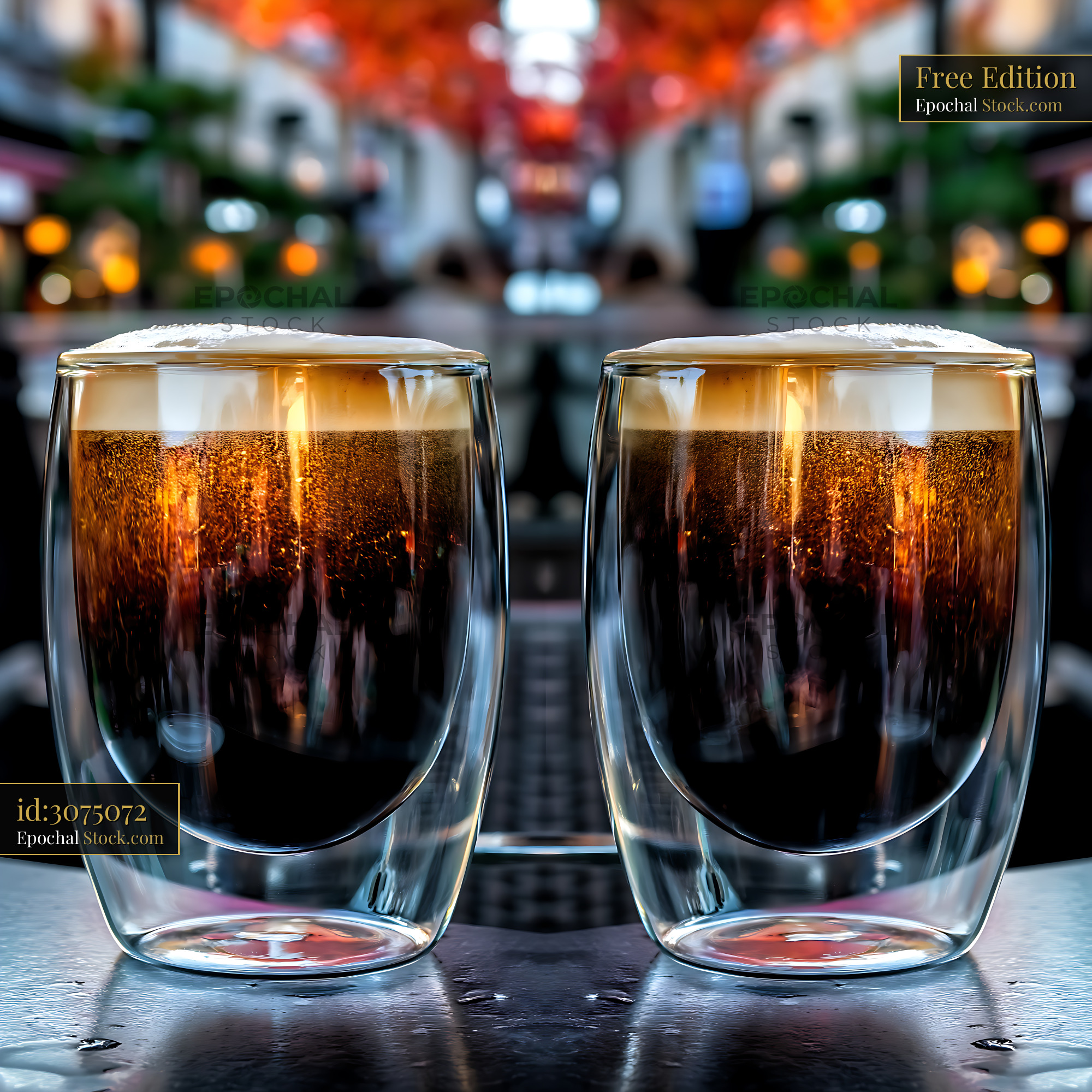 Nitro Caramel Coffee in Double-Wall Glass - stock photo