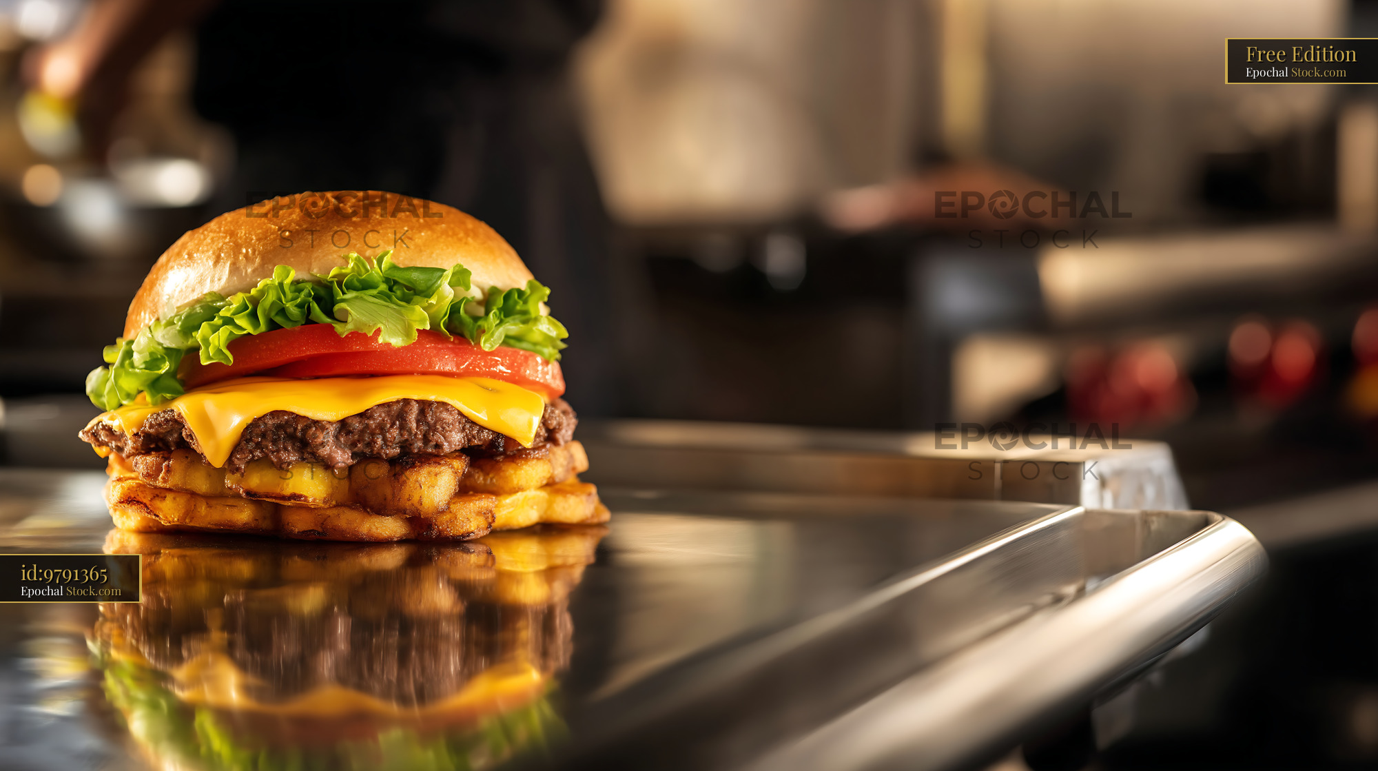Gourmet Beef Cheeseburger on Crispy Hash Brown - stock photo