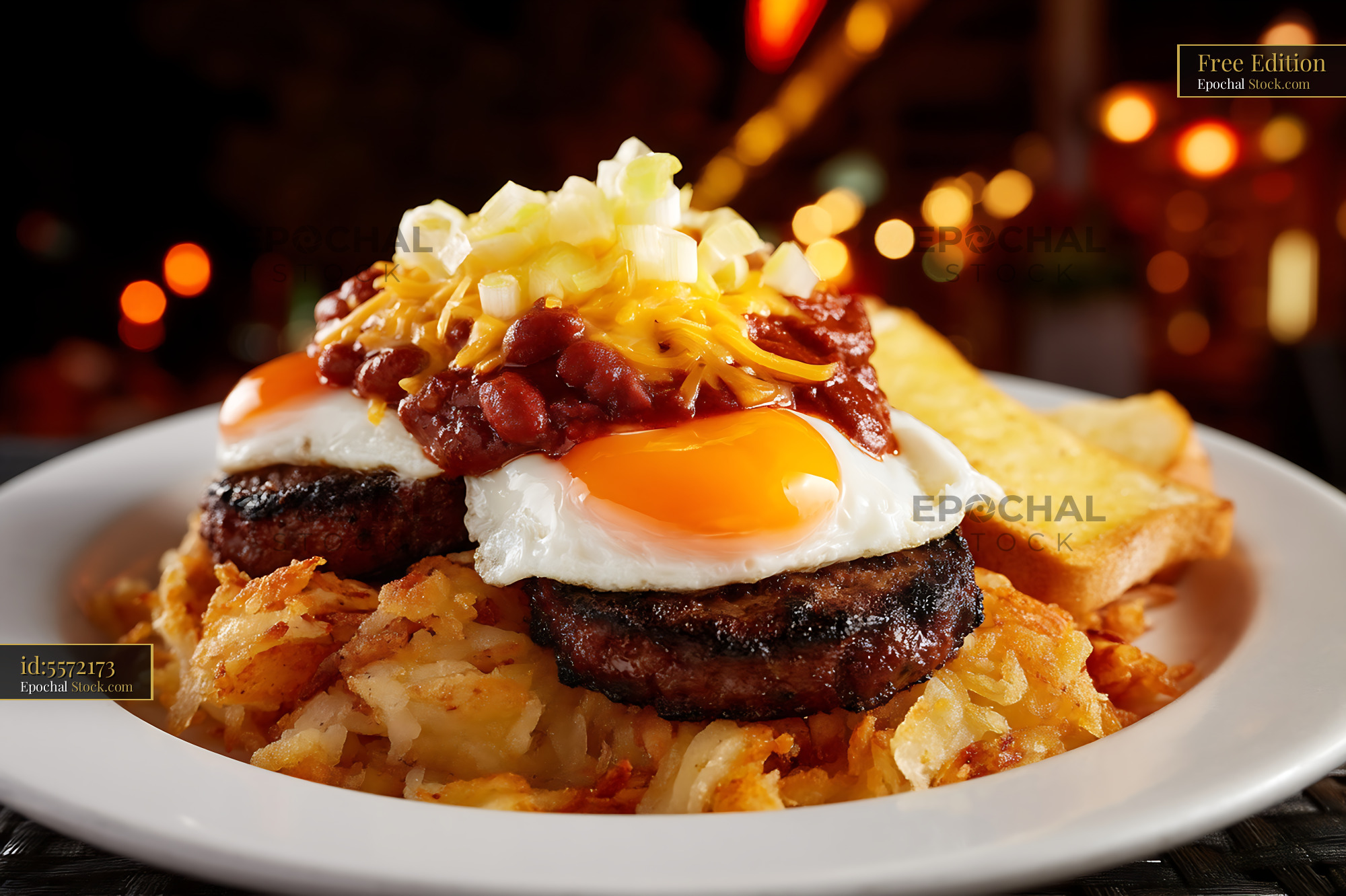 St. Louis Slinger Burger with Fried Egg Hash Browns - stock photo