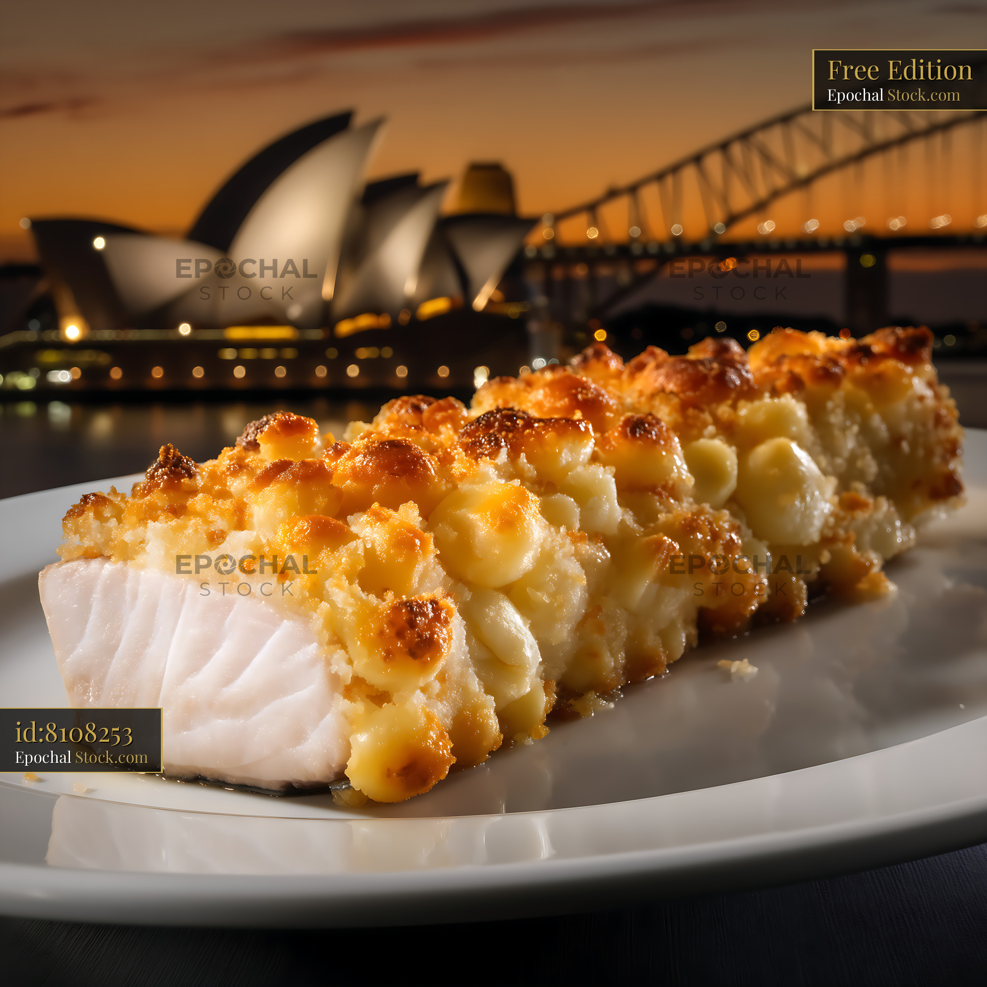 Macadamia Crusted Fish Sydney Harbour Fine Dining - stock photo