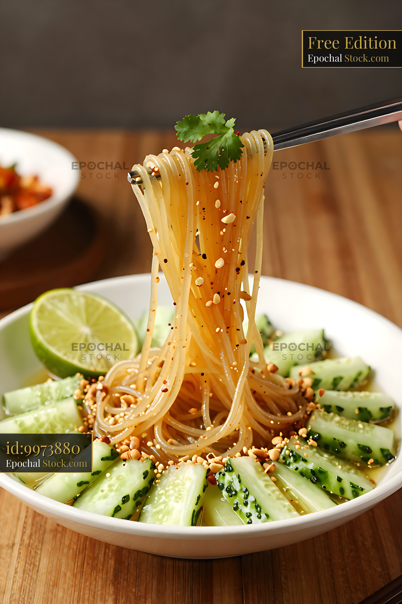 Kakdi Koshimbir Noodle Bowl with Sesame - stock photo