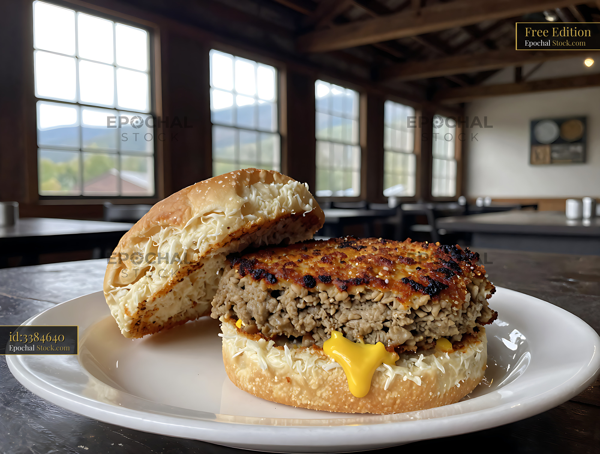 Livermush Sandwich with Mustard, Rustic Dining - stock photo