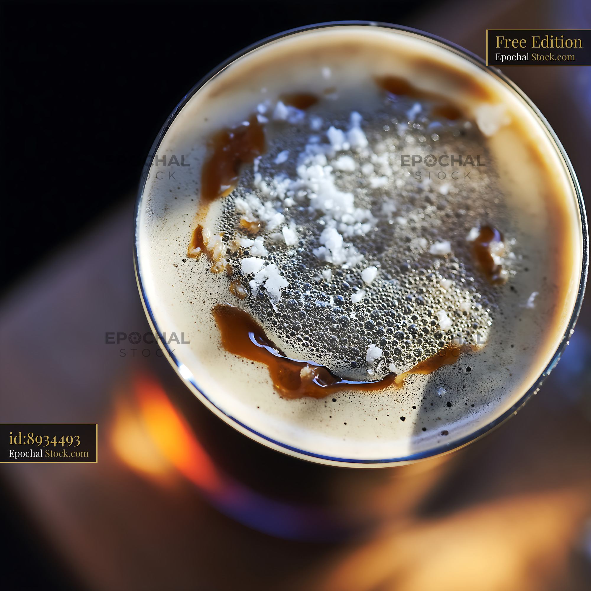 Nitro Caramel Coffee with Cocoa Powder - stock photo