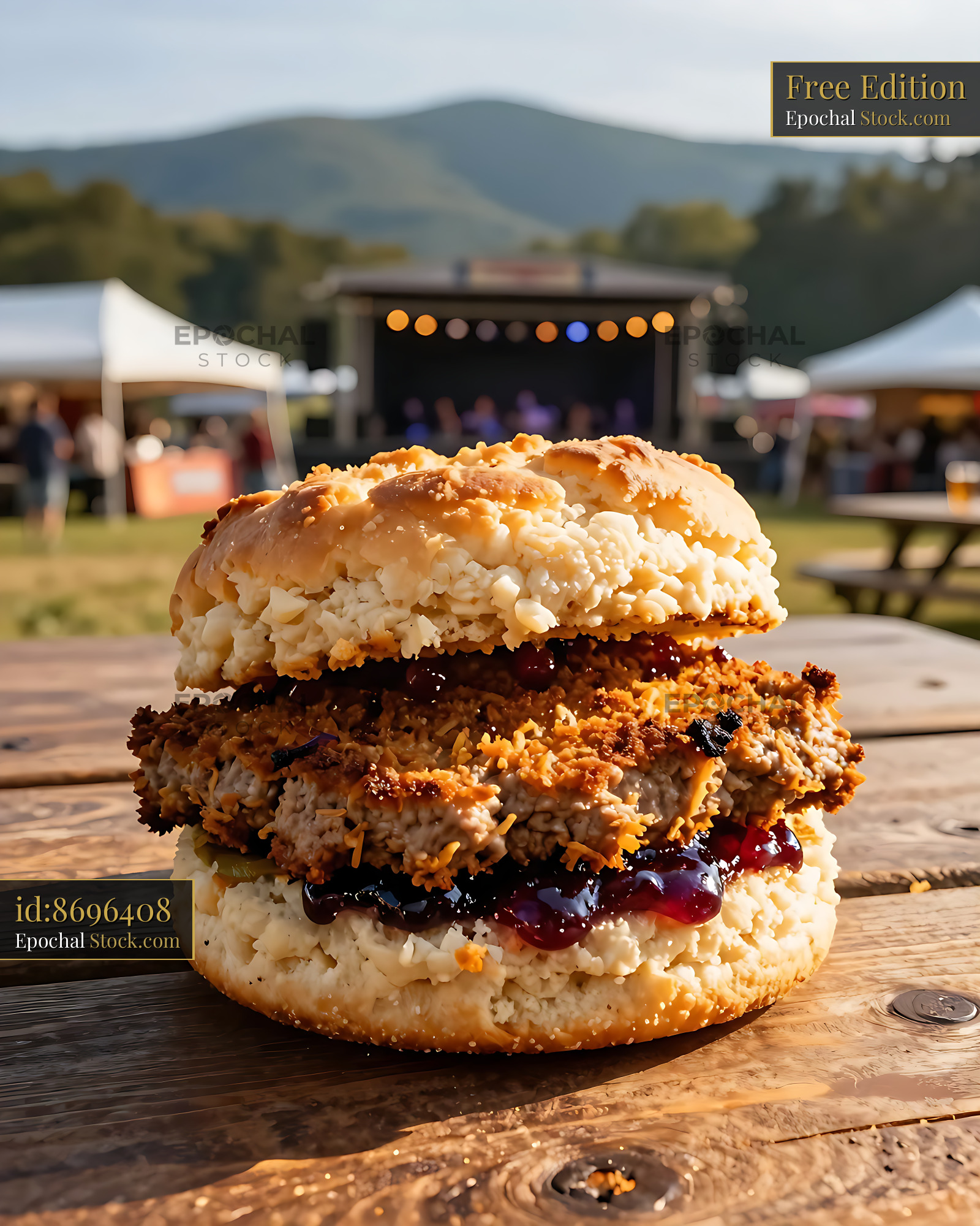 Gourmet Livermush Sandwich at Mountain Festival - stock photo