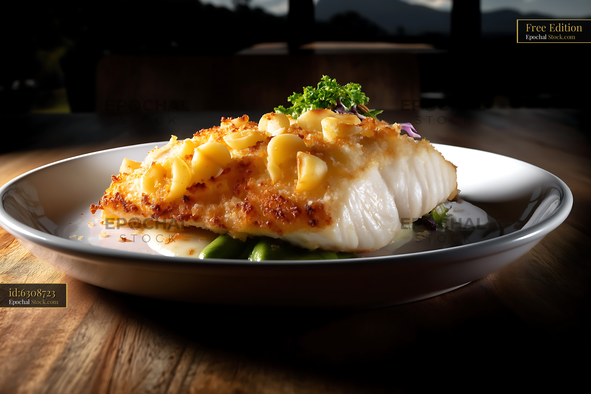 Pan-Seared Fish With Golden Corn Crust - stock photo